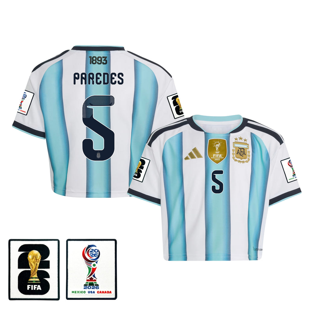 Leandro Paredes 5 Argentina 2026 Home Women's Cropped Jersey - White