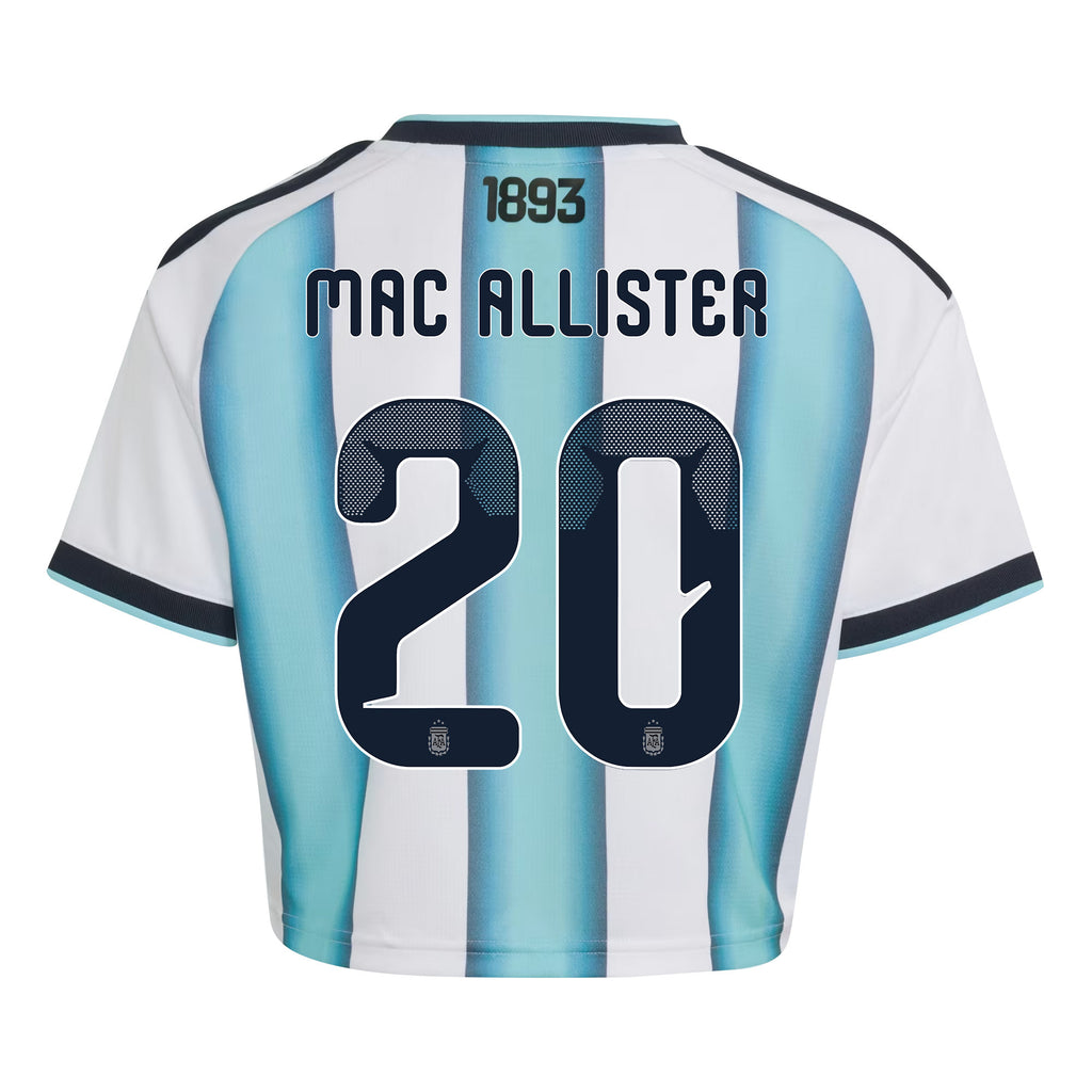 Alexis Mac Allister 20 Argentina 2026 Home Women's Cropped Jersey - White