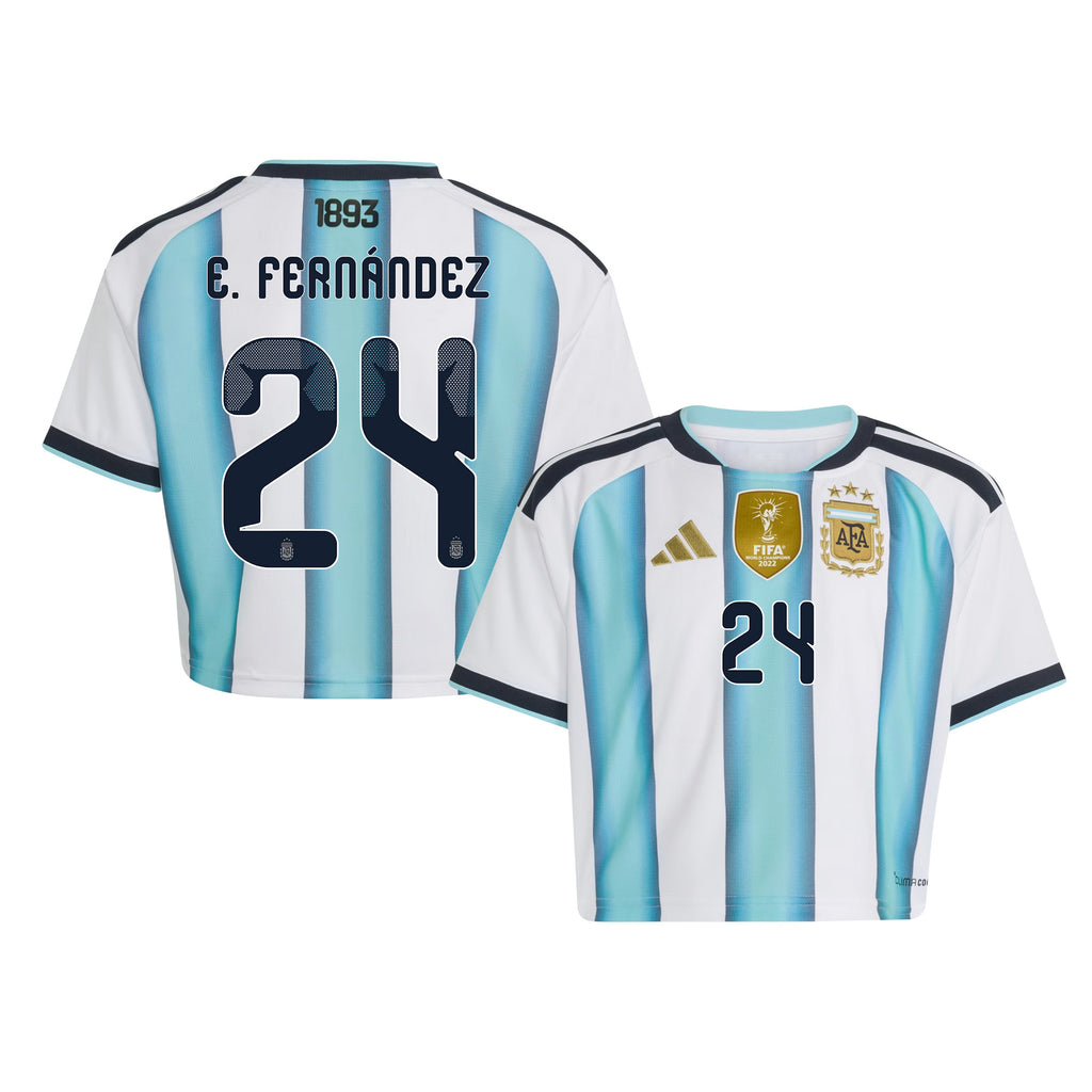 Enzo Fernández 24 Argentina 2026 Home Women's Cropped Jersey - White