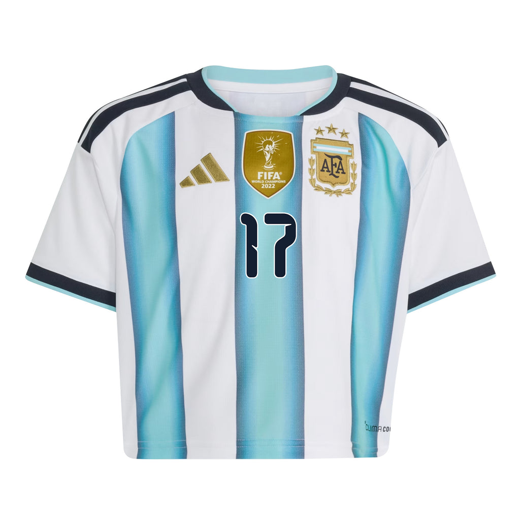 Giuliano Simeone 17 Argentina 2026 Home Women's Cropped Jersey - White