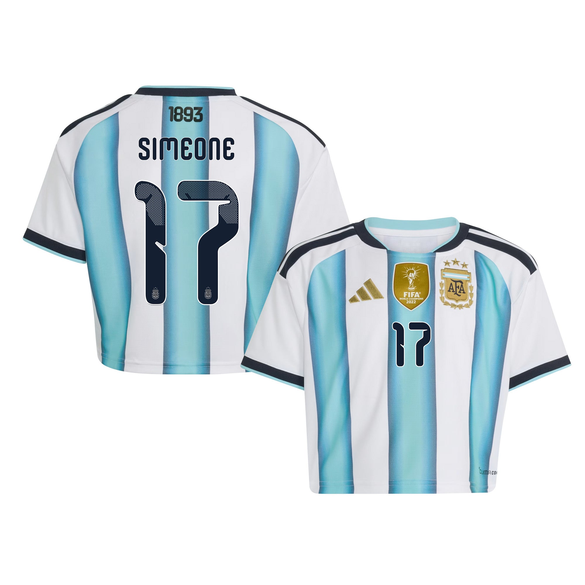 Giuliano Simeone 17 Argentina 2026 Home Women's Cropped Jersey - White