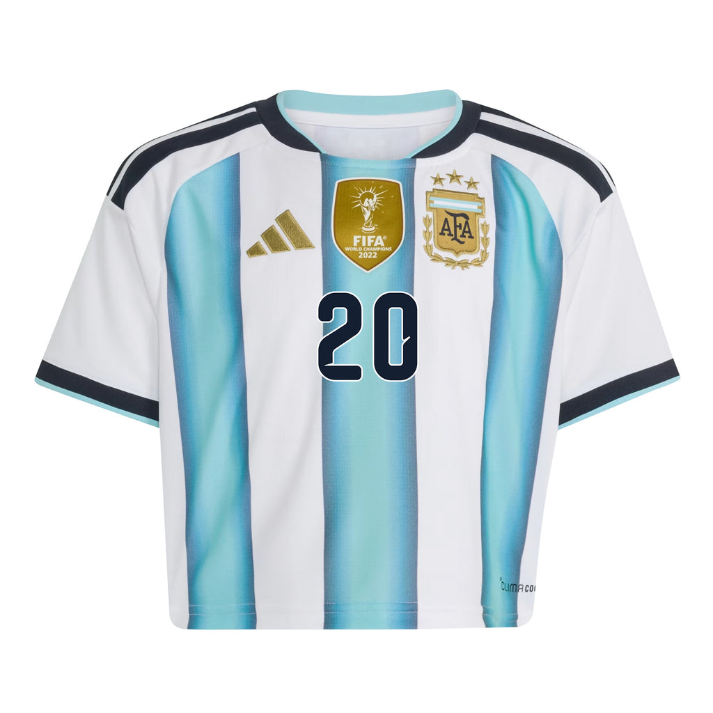 Franco Mastantuono 20 Argentina 2026 Home Women's Cropped Jersey - White