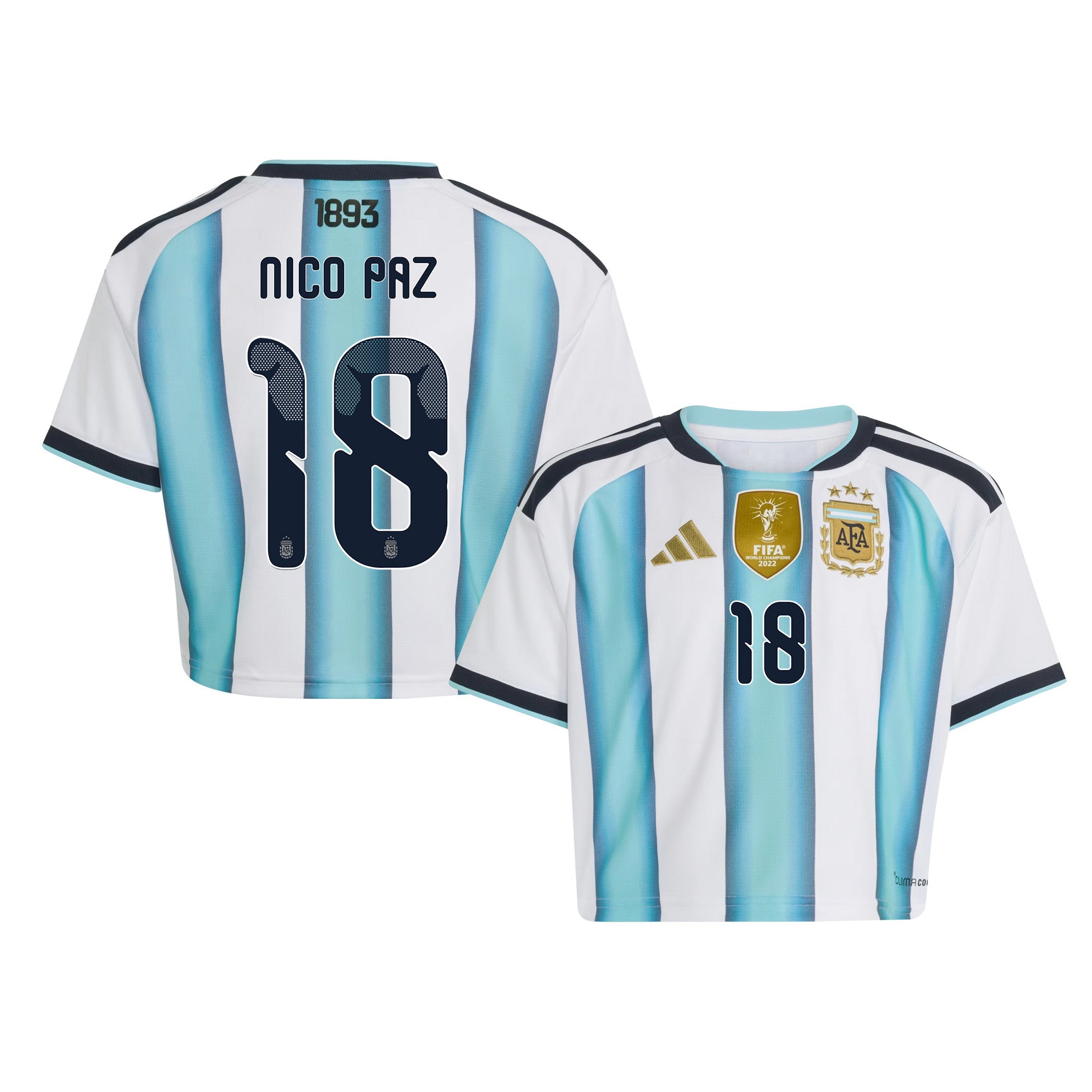 Nico Paz 18 Argentina 2026 Home Women's Cropped Jersey - White