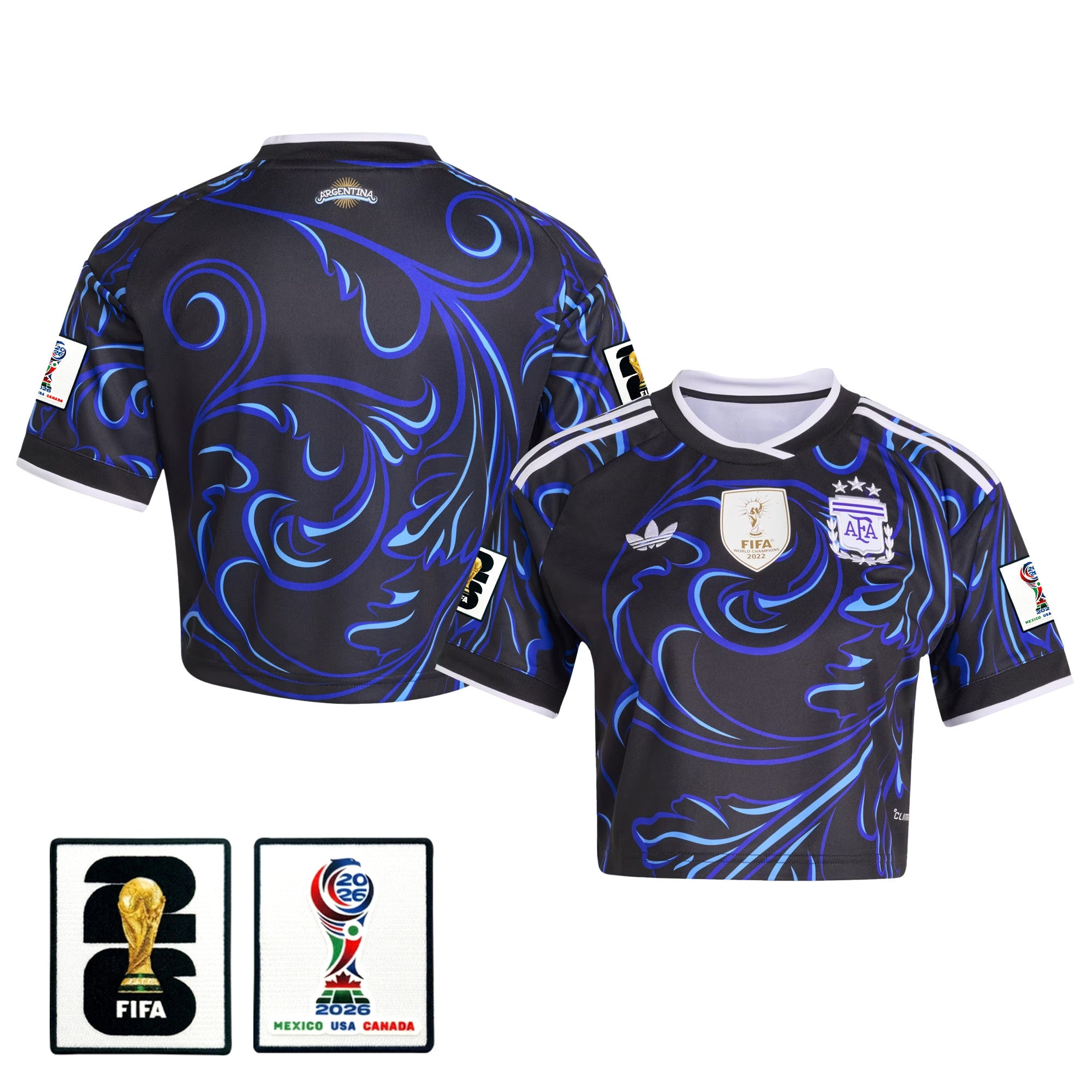 Argentina 2026 Away Women's Cropped Jersey - Black