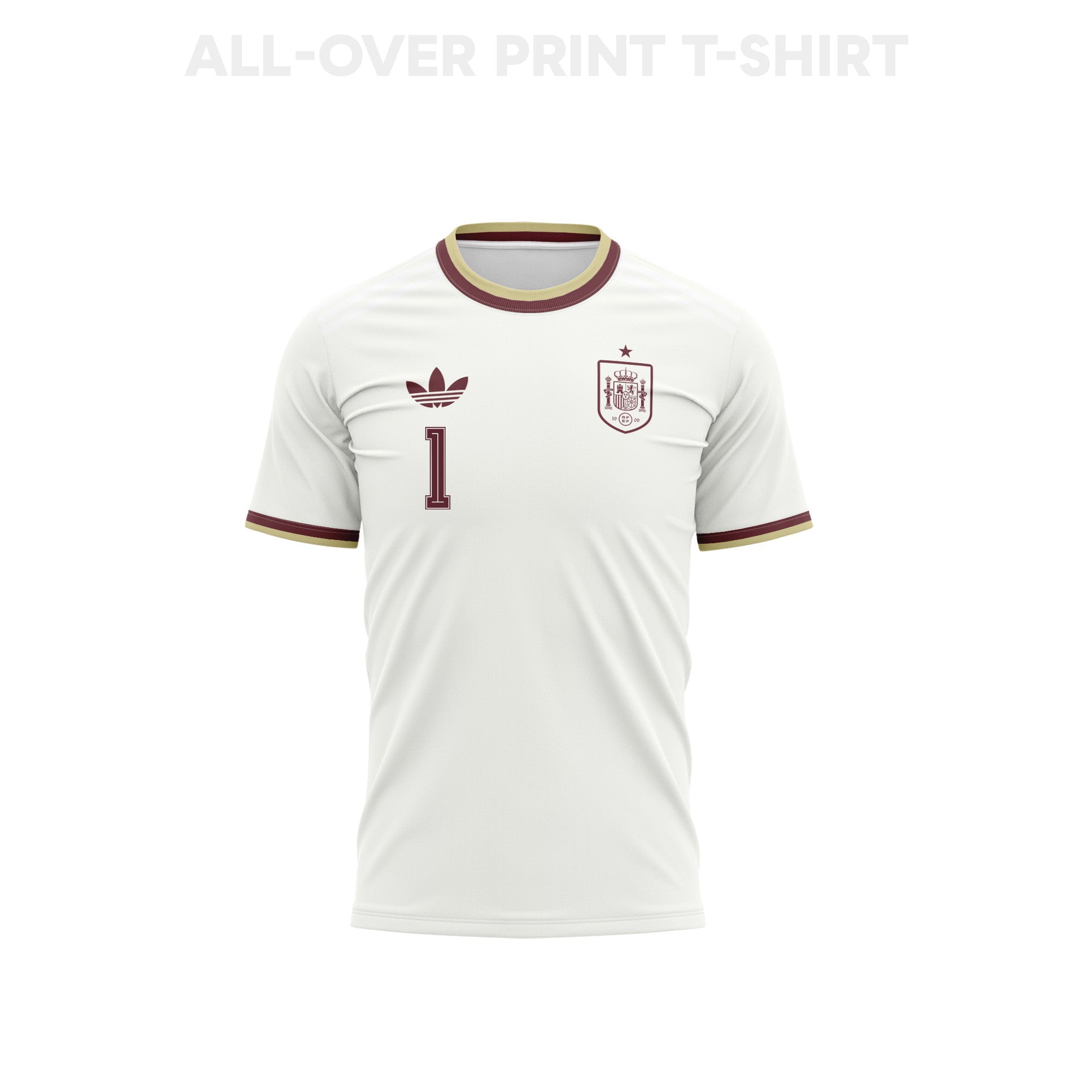 Unai Simón 1 Spain 2026 Away 3D T-Shirt Fully Printed – Unisex, White