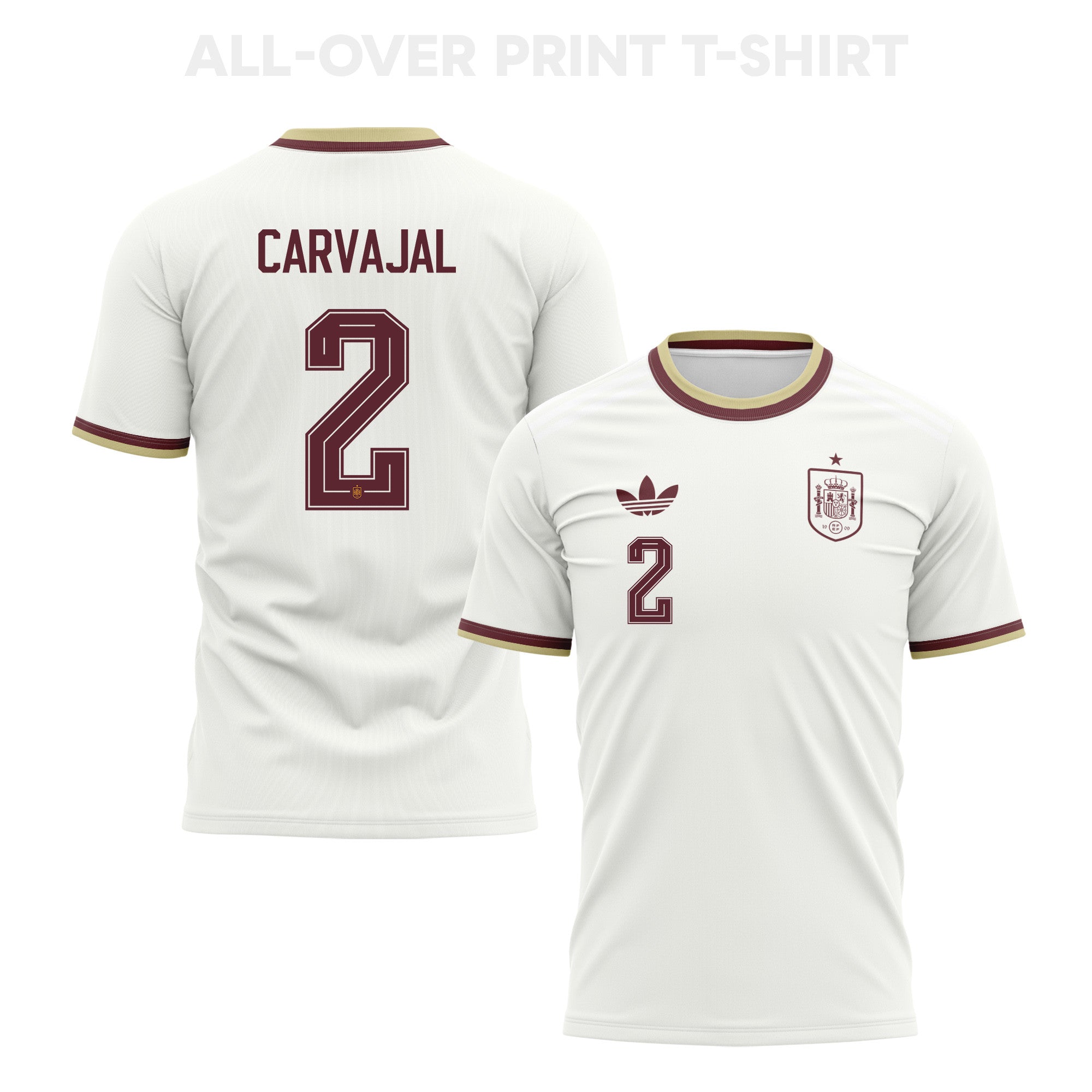Dani Carvajal 2 Spain 2026 Away 3D T-Shirt Fully Printed – Unisex, White