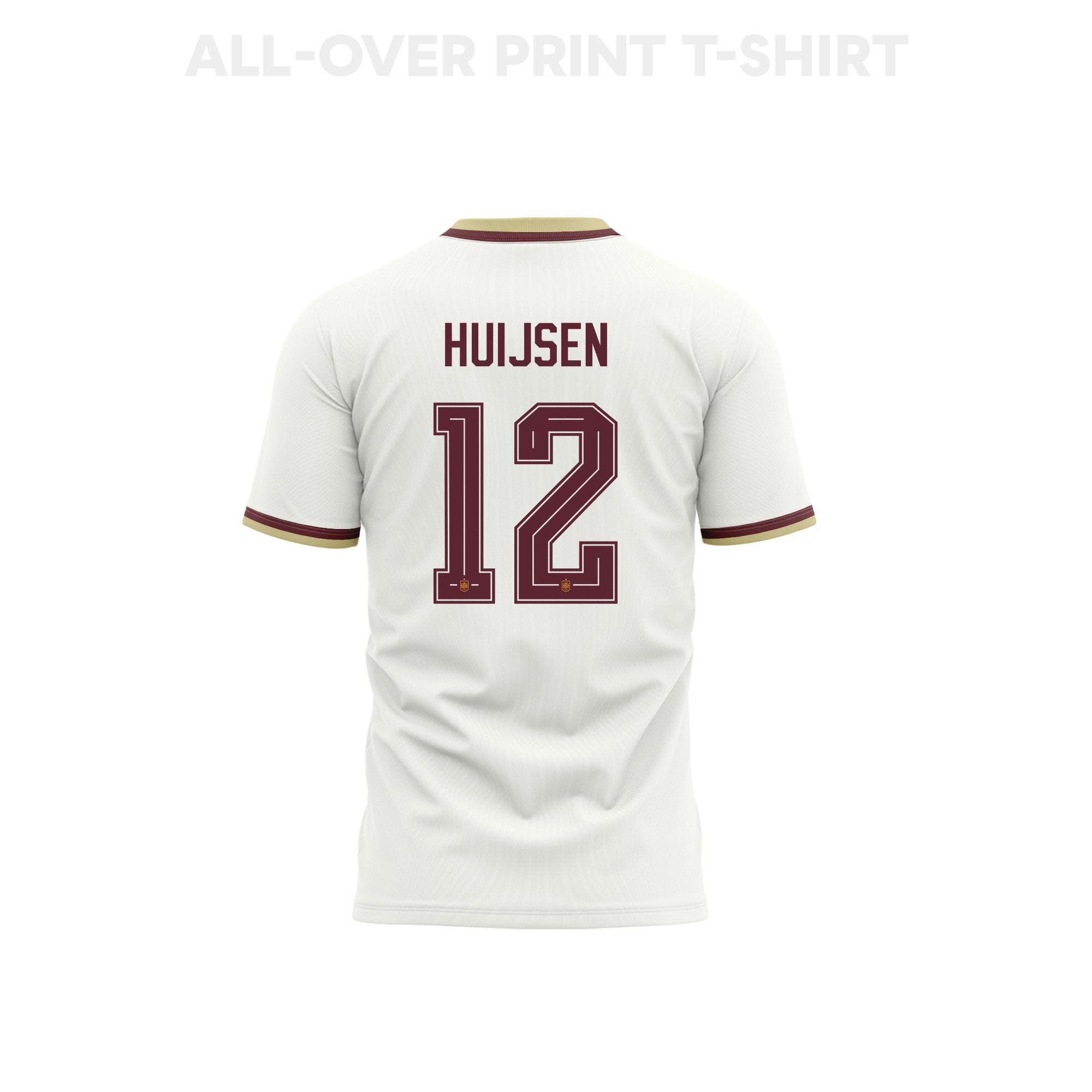 Dean Huijsen 12 Spain 2026 Away 3D T-Shirt Fully Printed – Unisex, White