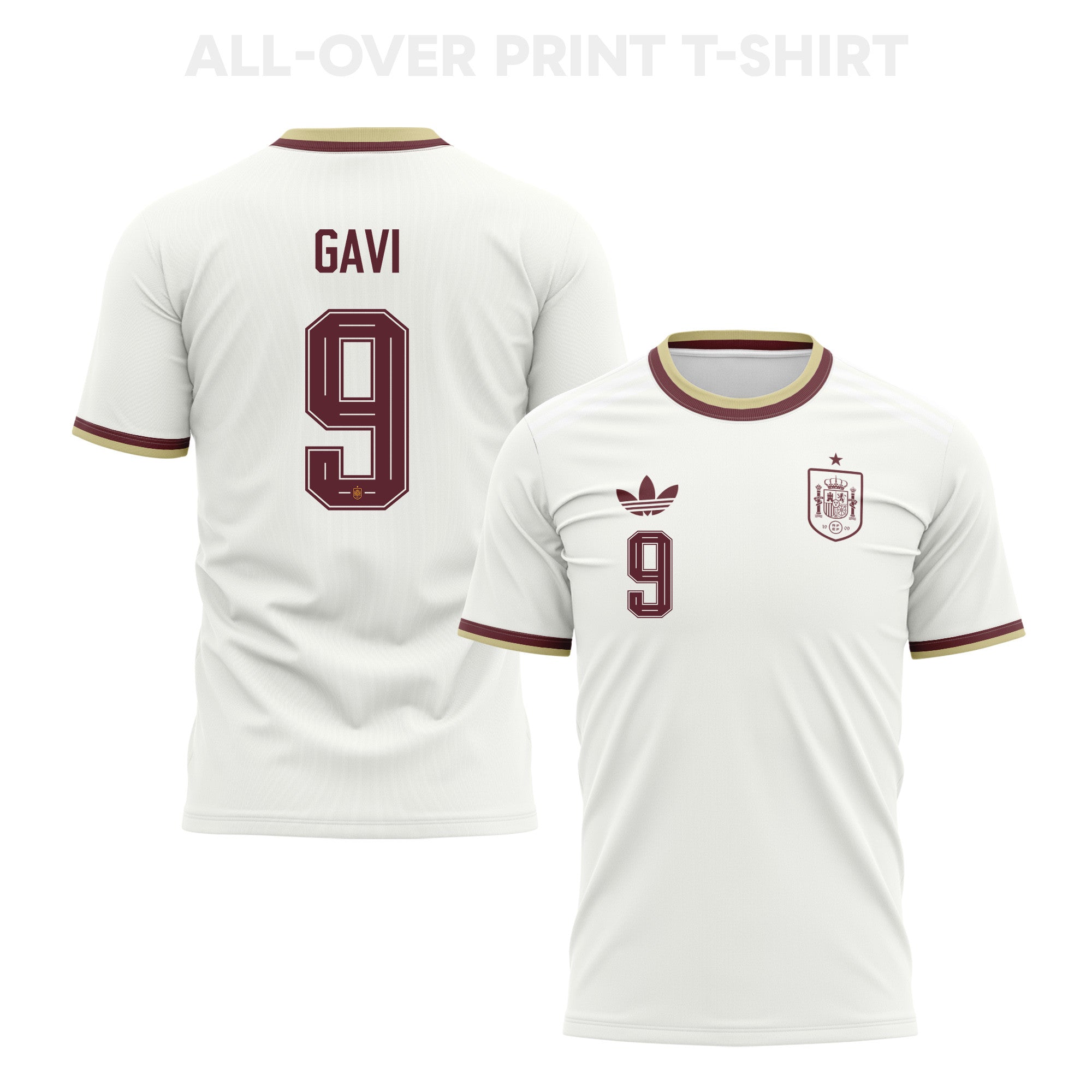 Gavi 9 Spain 2026 Away 3D T-Shirt Fully Printed – Unisex, White