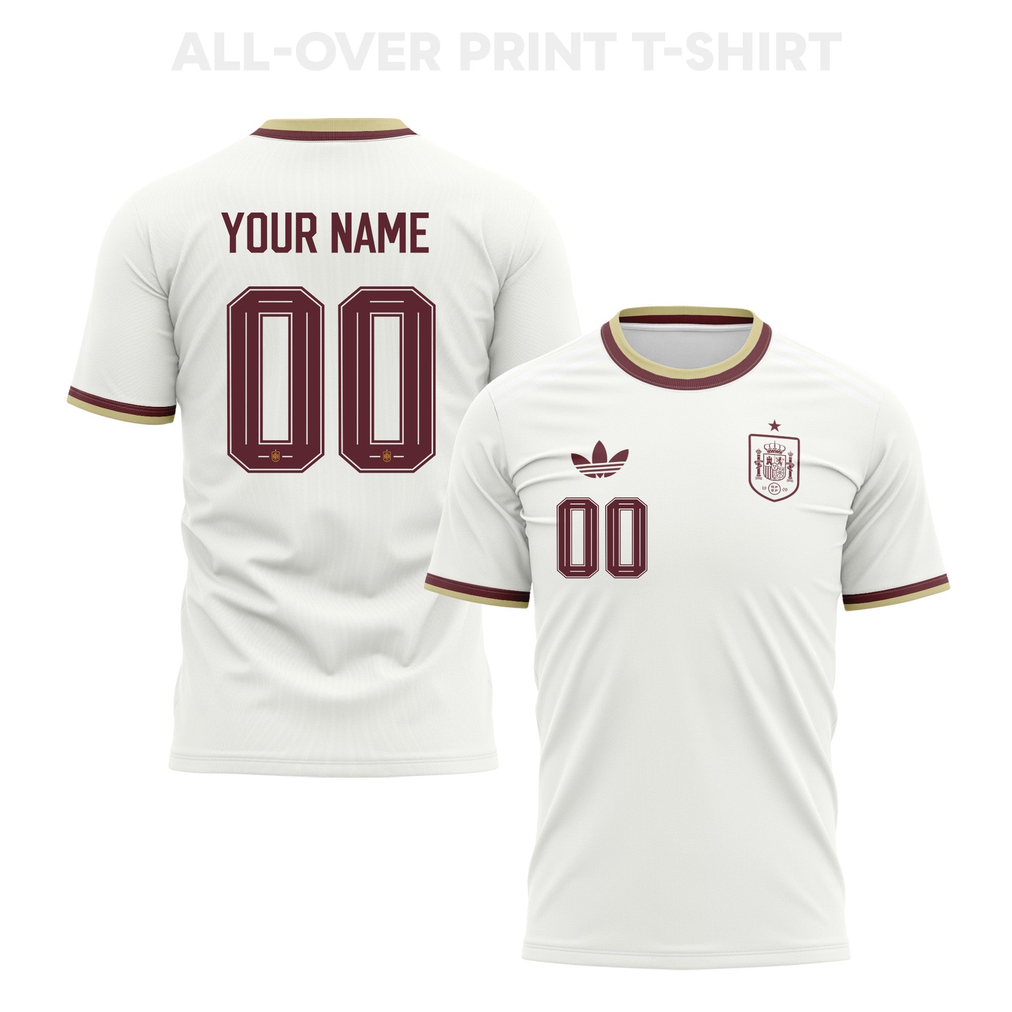 Spain 2026 Away 3D T-Shirt Fully Printed – Personalized – Unisex, White