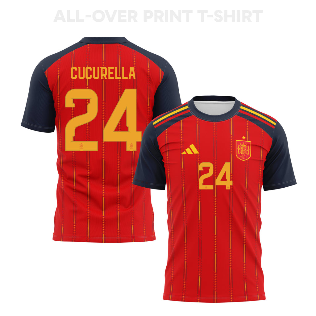 Marc Cucurella 24 Spain 2026 Home 3D T-Shirt Fully Printed – Unisex, Red
