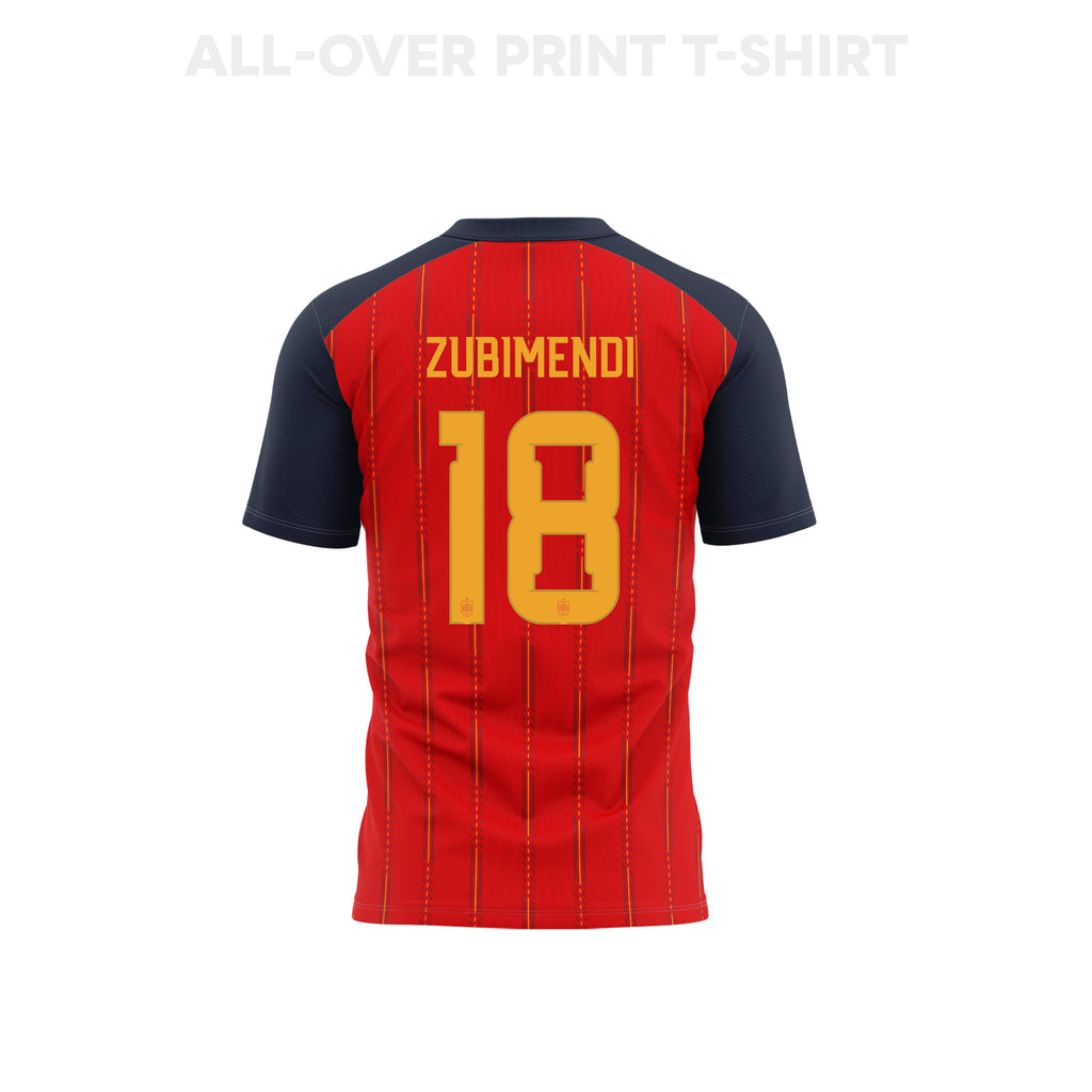 Martin Zubimendi 18 Spain 2026 Home 3D T-Shirt Fully Printed – Unisex, Red