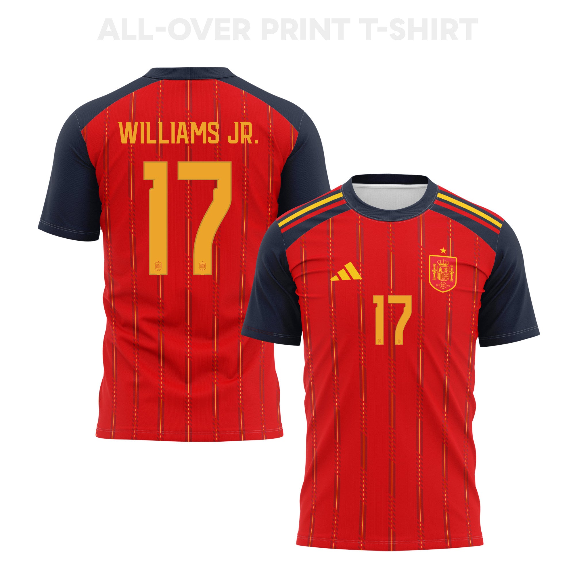 Nico Williams 17 Spain 2026 Home 3D T-Shirt Fully Printed – Unisex, Red