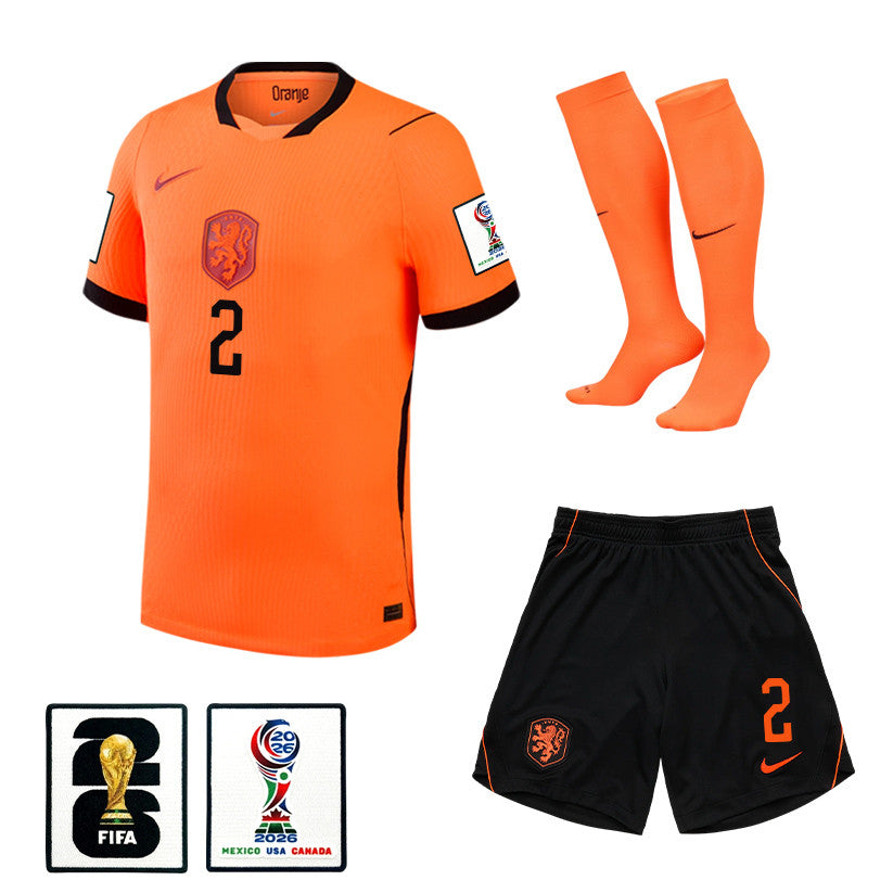 Lutsharel Geertruida 2 Netherlands 2026 Home Men Kit Set – Orange