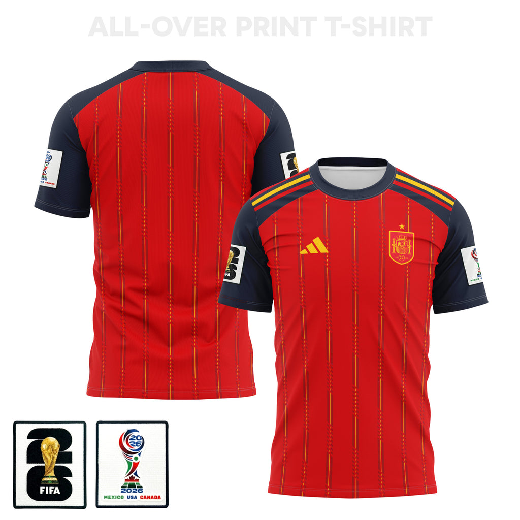 Spain 2026 Home 3D T-Shirt Fully Printed – Unisex, Red