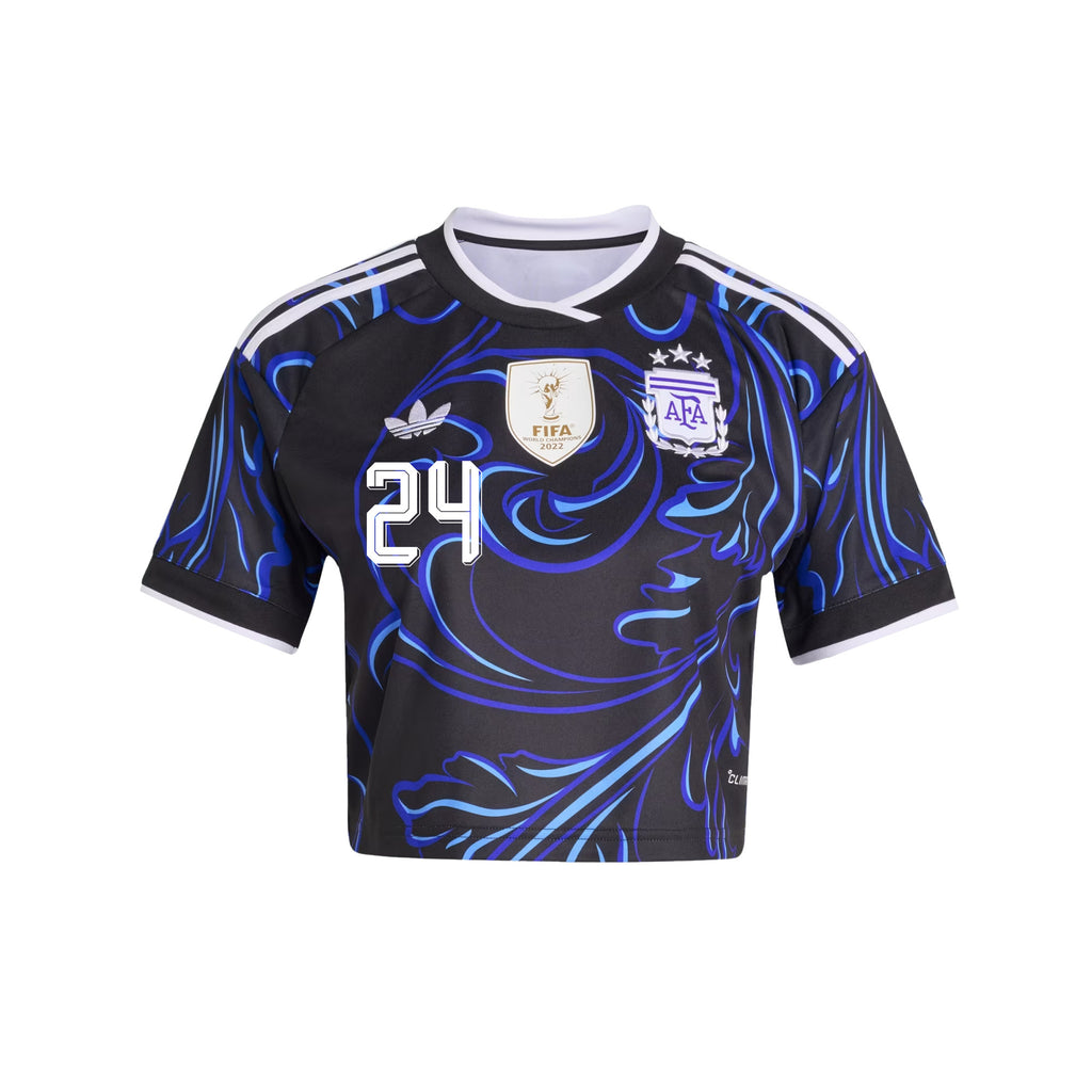 Enzo Fernández 24 Argentina 2026 Away Women's Cropped Jersey - Black
