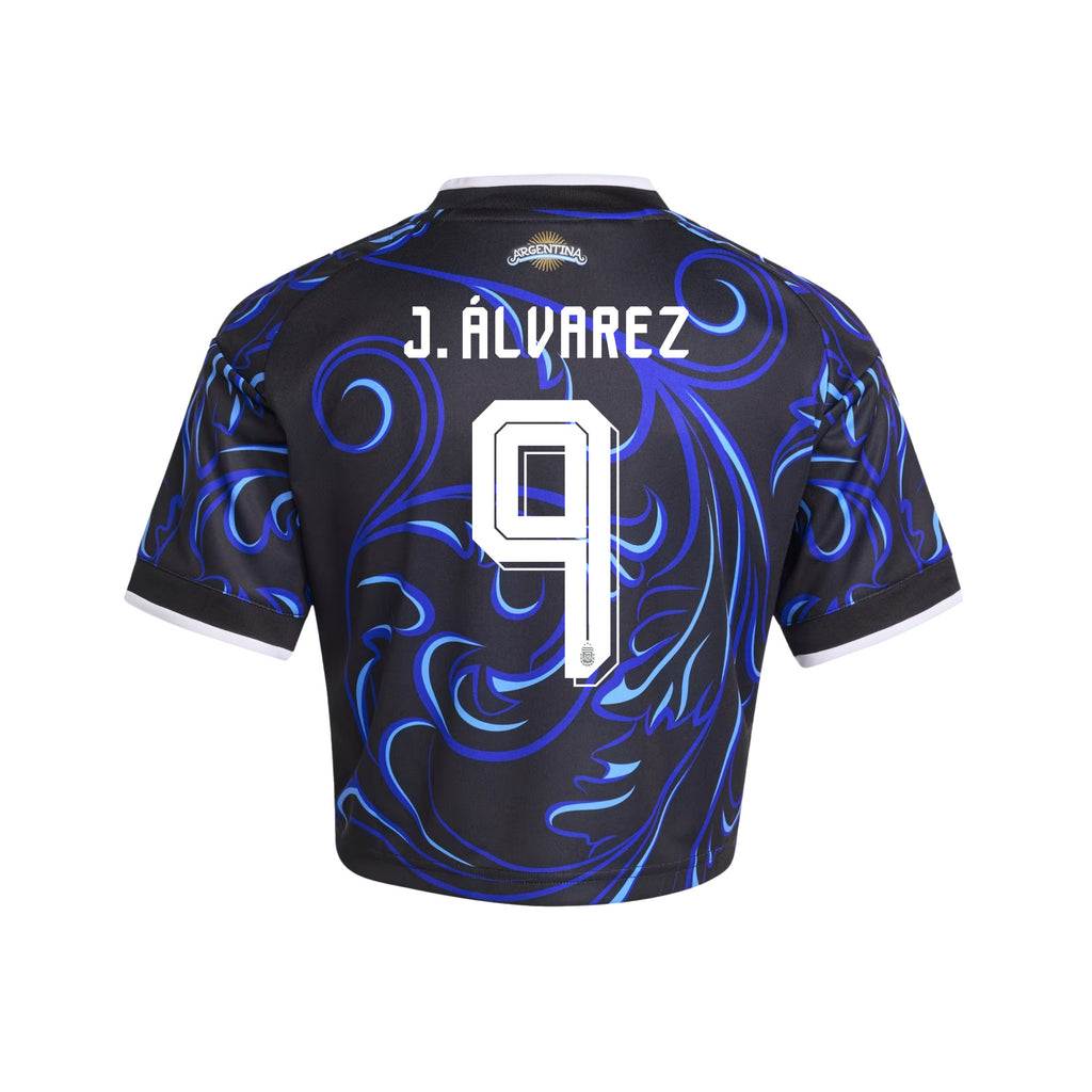 Julián Álvarez 9 Argentina 2026 Away Women's Cropped Jersey - Black