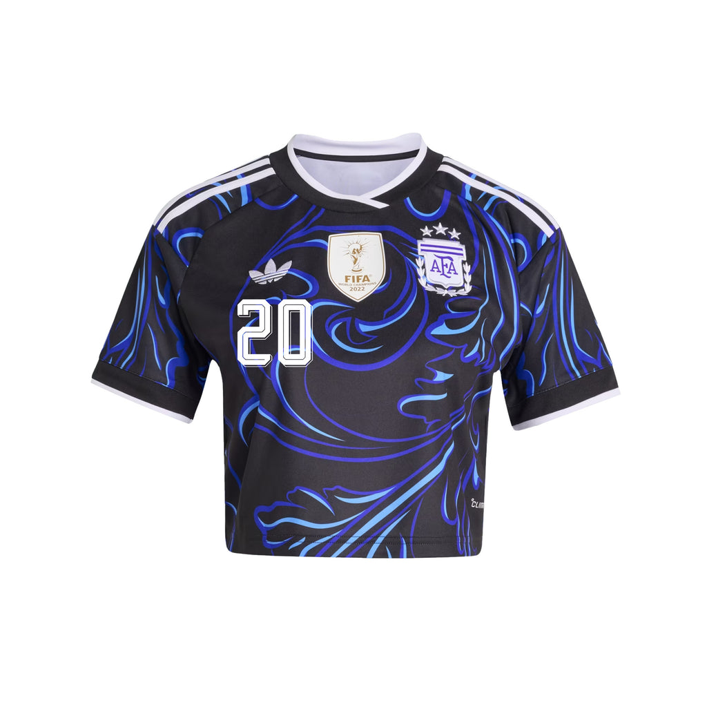 Franco Mastantuono 20 Argentina 2026 Away Women's Cropped Jersey - Black