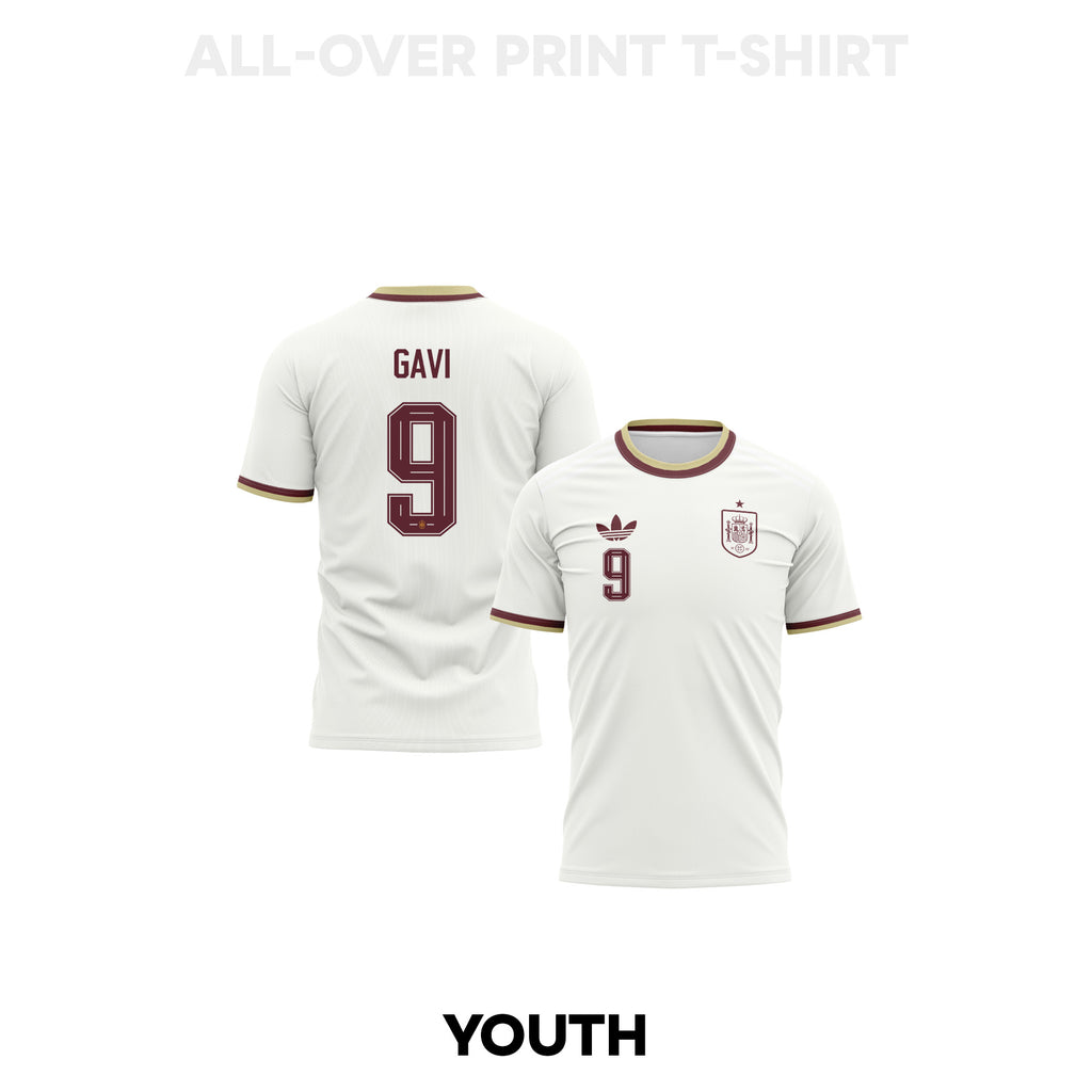 Gavi 9 Youth Spain 2026 Away 3D T-shirt Fully Printed – White
