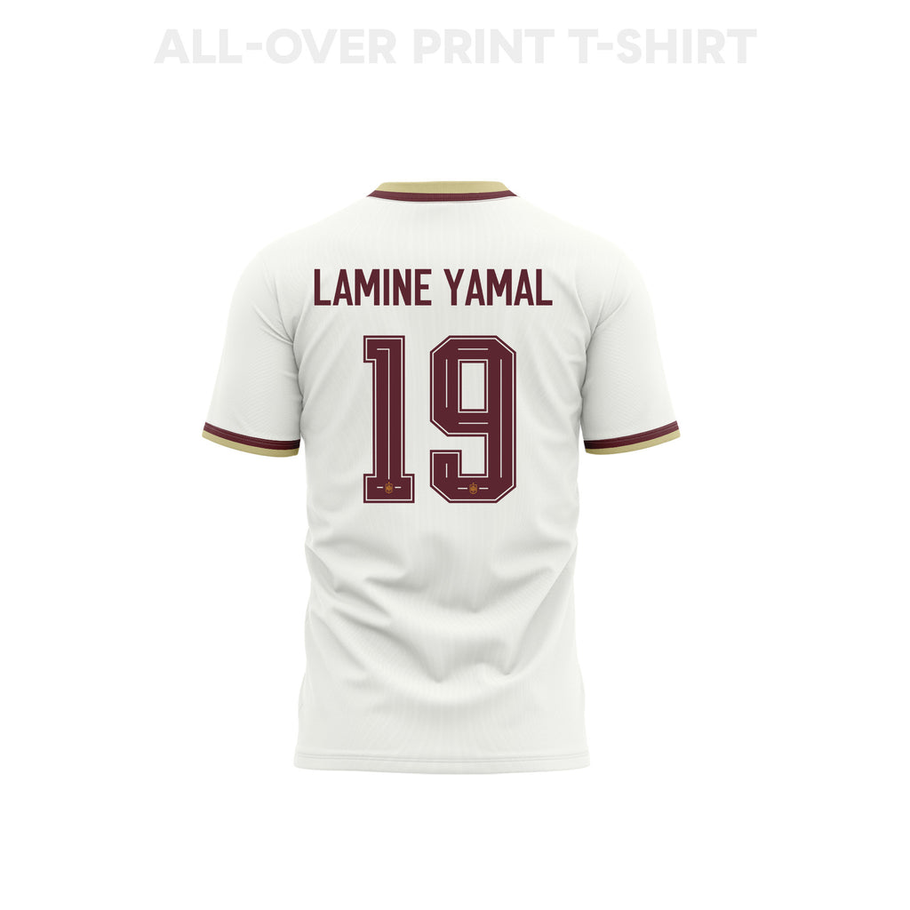 Lamine Yamal 19 Youth Spain 2026 Away 3D T-shirt Fully Printed – White
