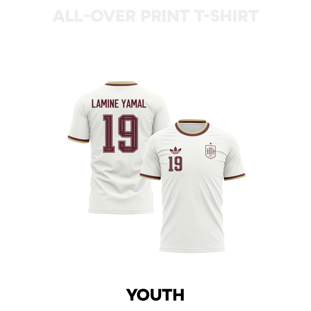 Lamine Yamal 19 Youth Spain 2026 Away 3D T-shirt Fully Printed – White