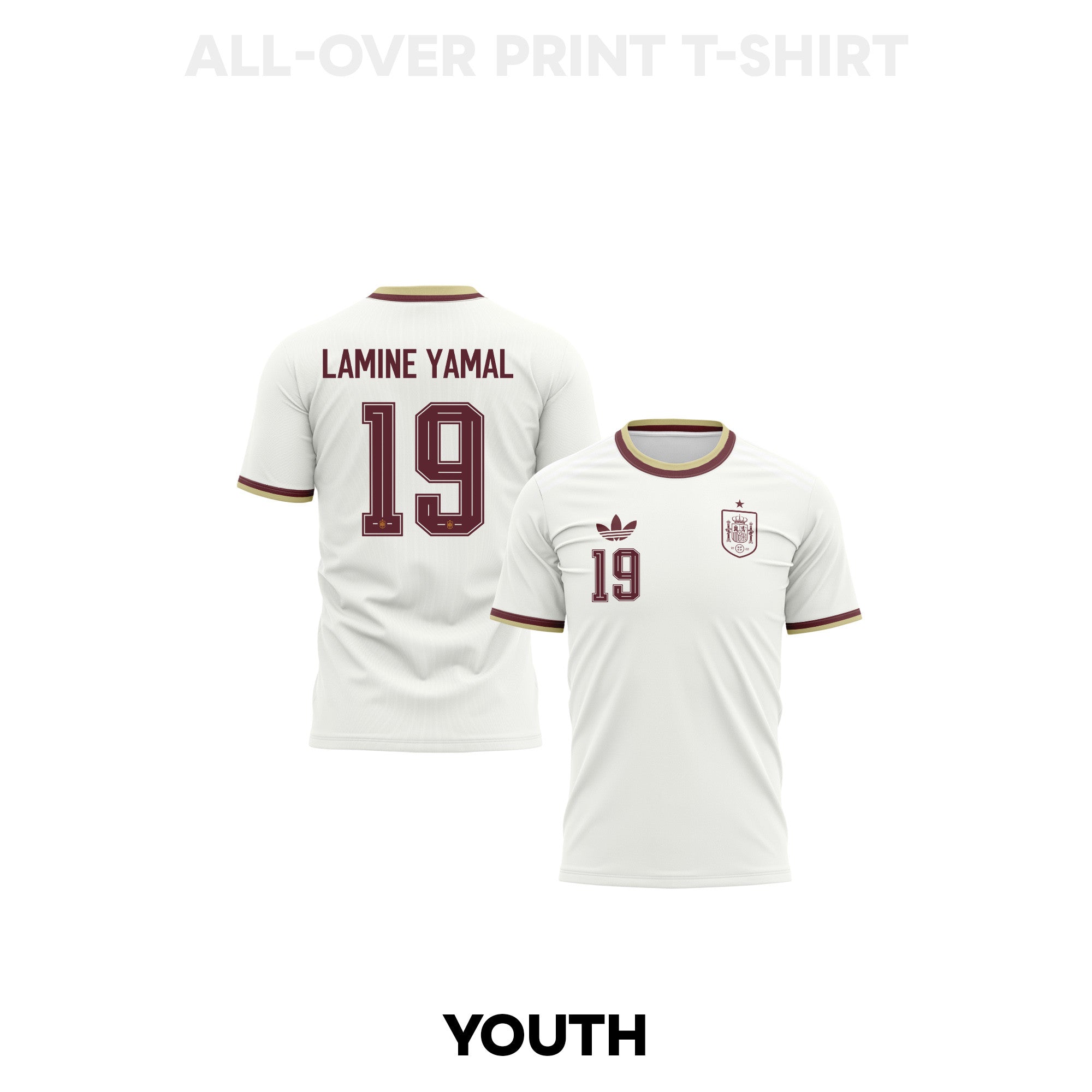 Lamine Yamal 19 Youth Spain 2026 Away 3D T-shirt Fully Printed – White
