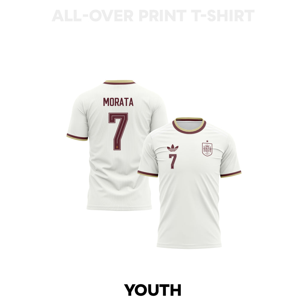 Álvaro Morata 7 Youth Spain 2026 Away 3D T-shirt Fully Printed – White