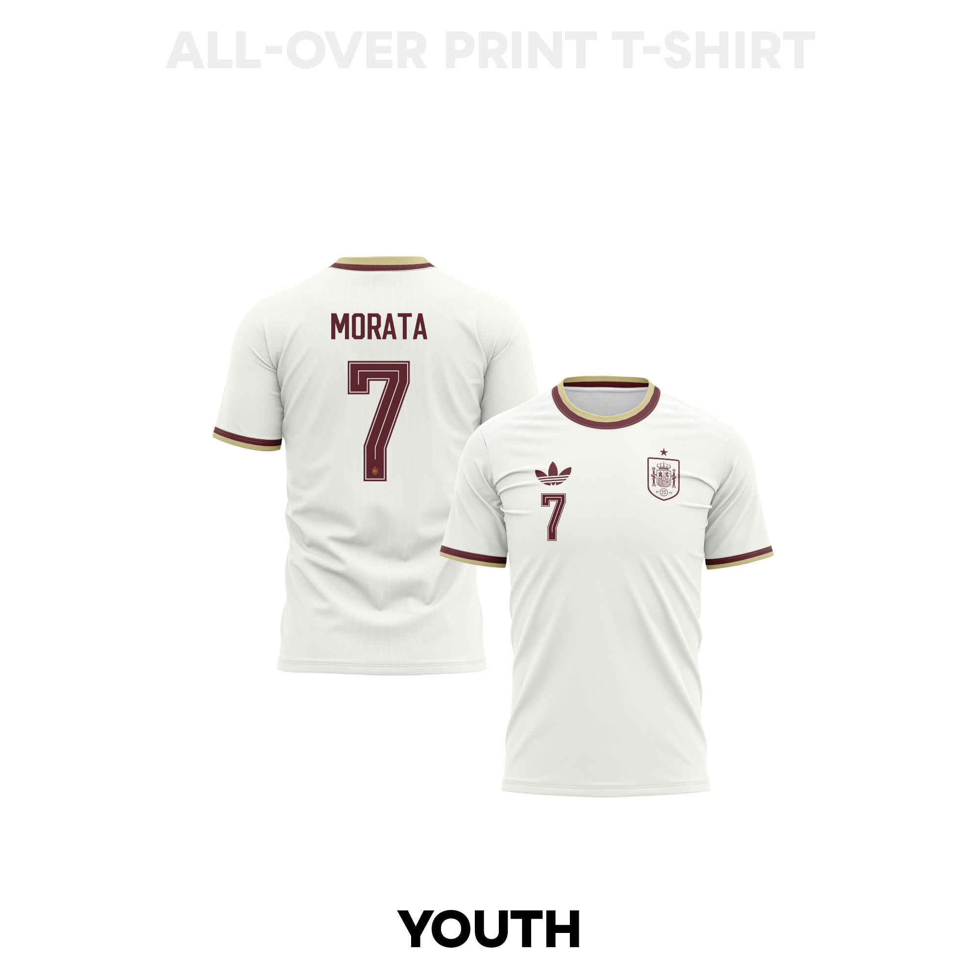 Álvaro Morata 7 Youth Spain 2026 Away 3D T-shirt Fully Printed – White