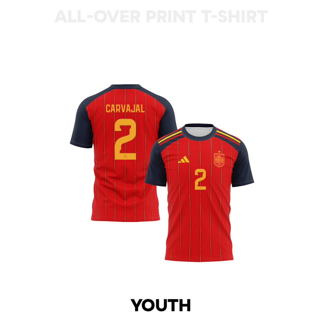 Dani Carvajal 2 Youth Spain 2026 Home 3D T-shirt Fully Printed – Red