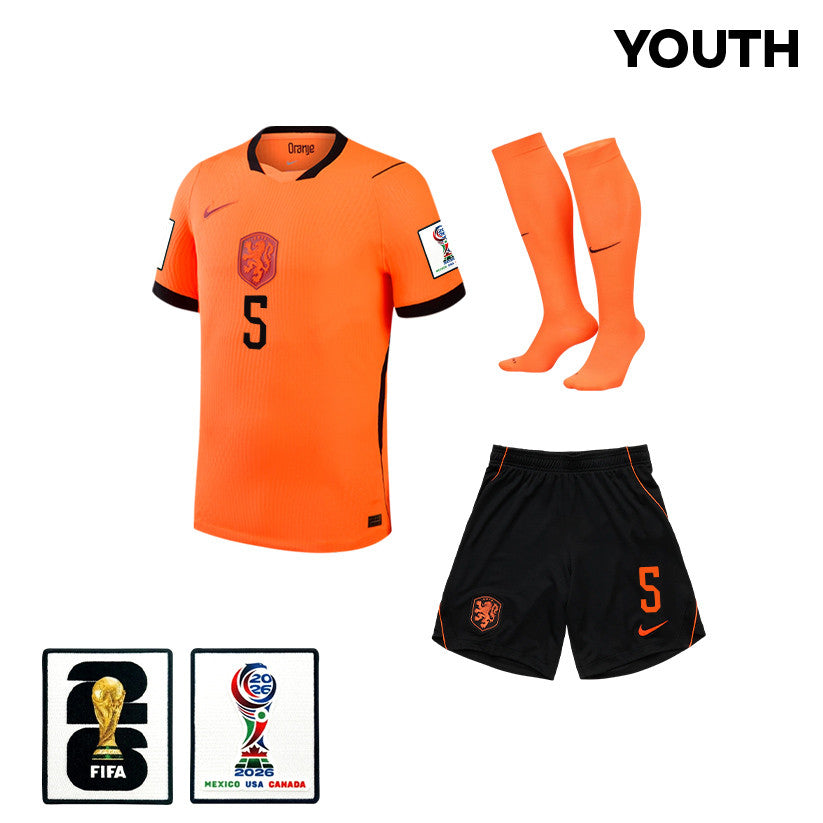 Nathan Aké 5 Netherlands 2026 YOUTH Home Kit Set – Orange