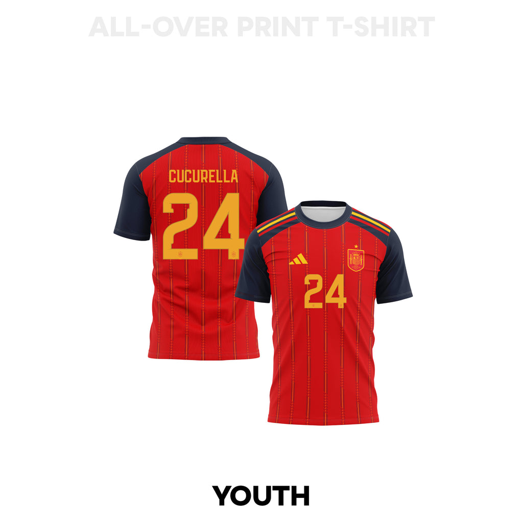 Marc Cucurella 24 Youth Spain 2026 Home 3D T-shirt Fully Printed – Red