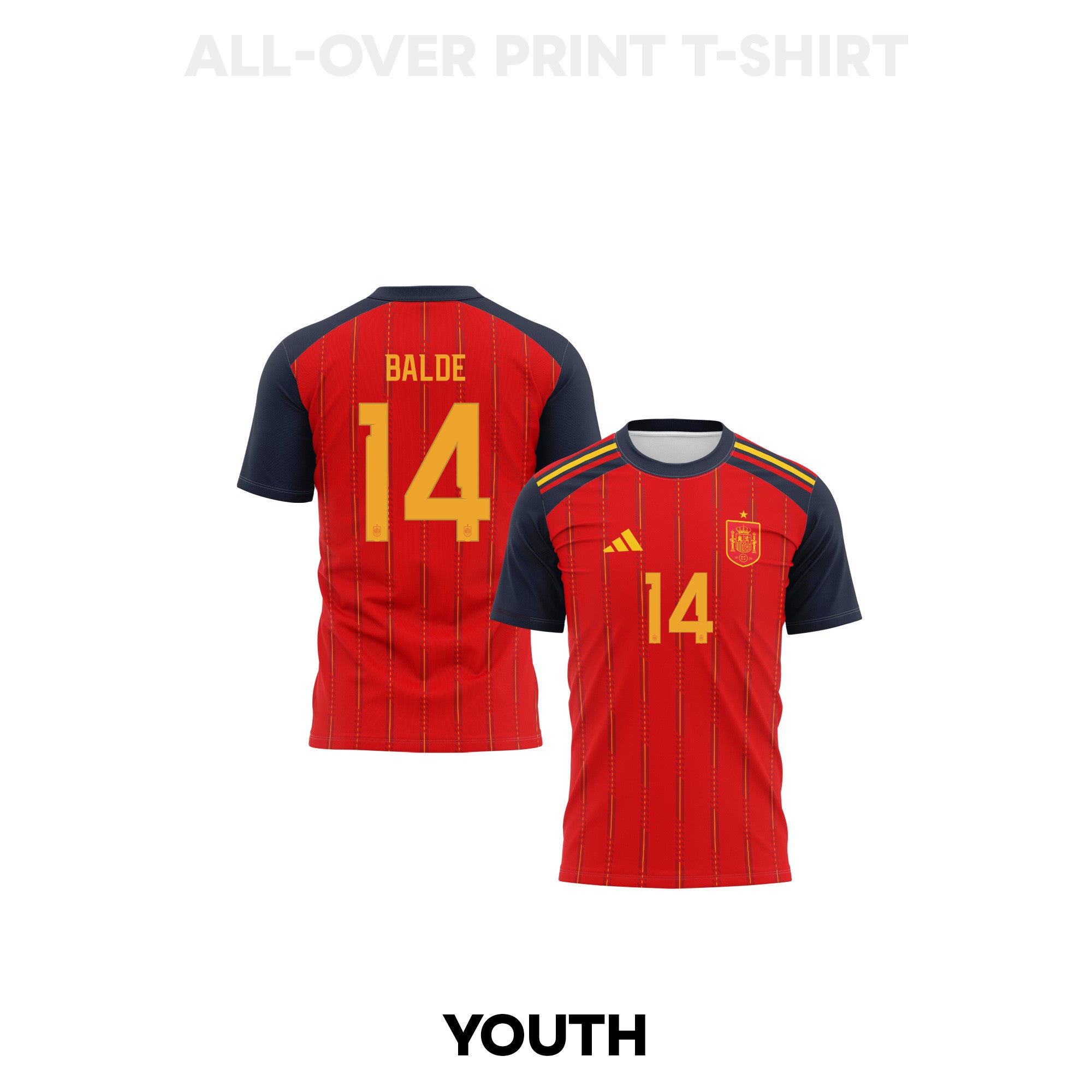 Alejandro Balde 14 Youth Spain 2026 Home 3D T-shirt Fully Printed – Red