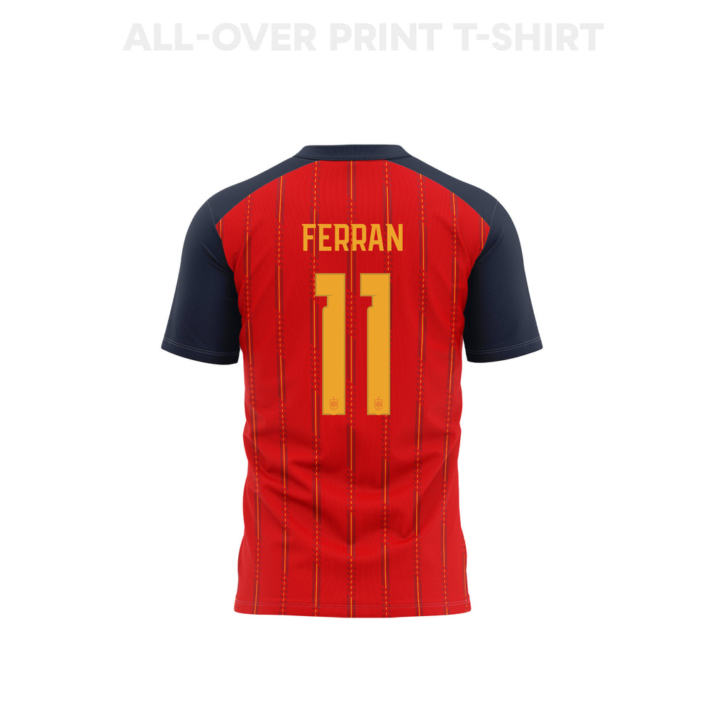 Ferran Torres 11 Youth Spain 2026 Home 3D T-shirt Fully Printed – Red