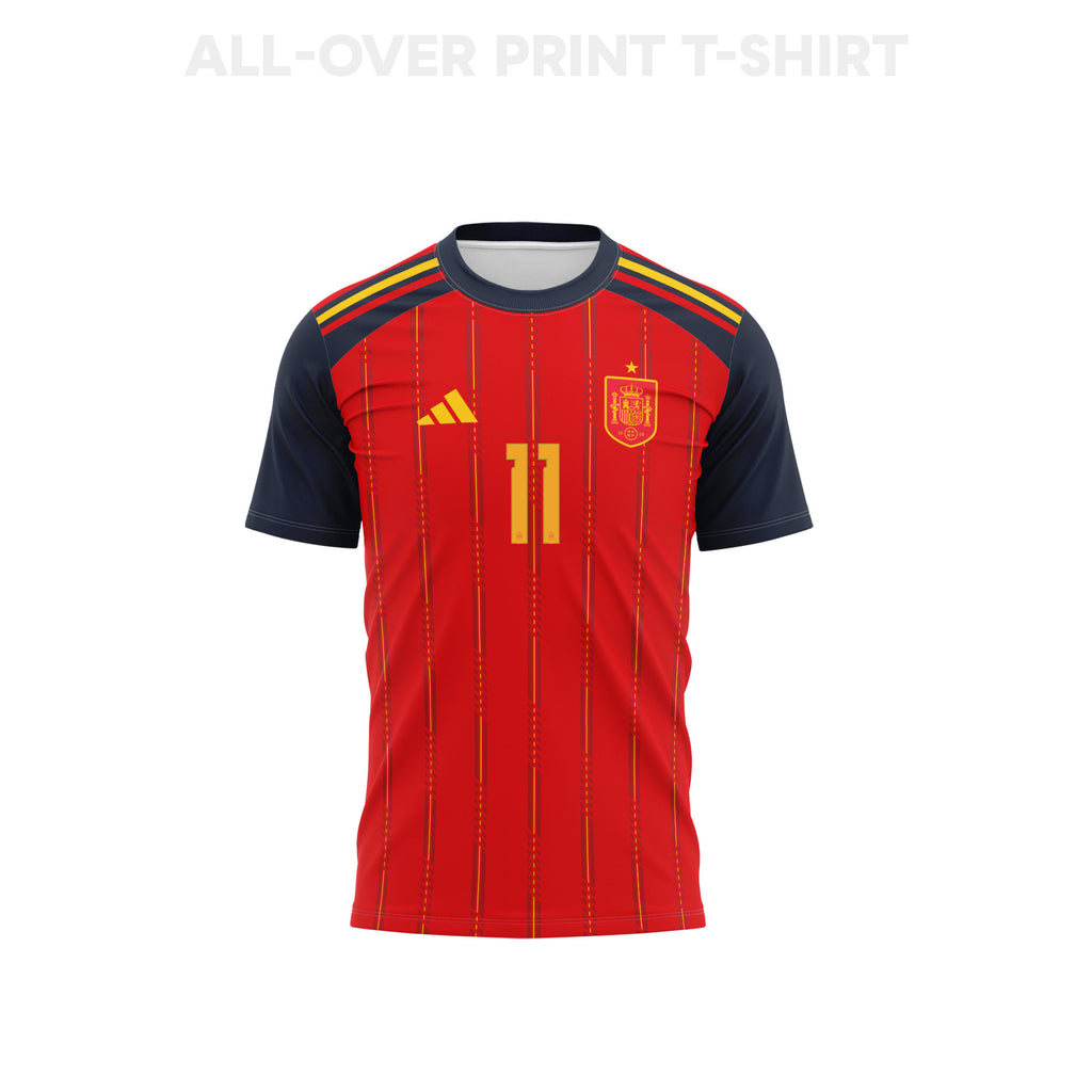 Ferran Torres 11 Youth Spain 2026 Home 3D T-shirt Fully Printed – Red