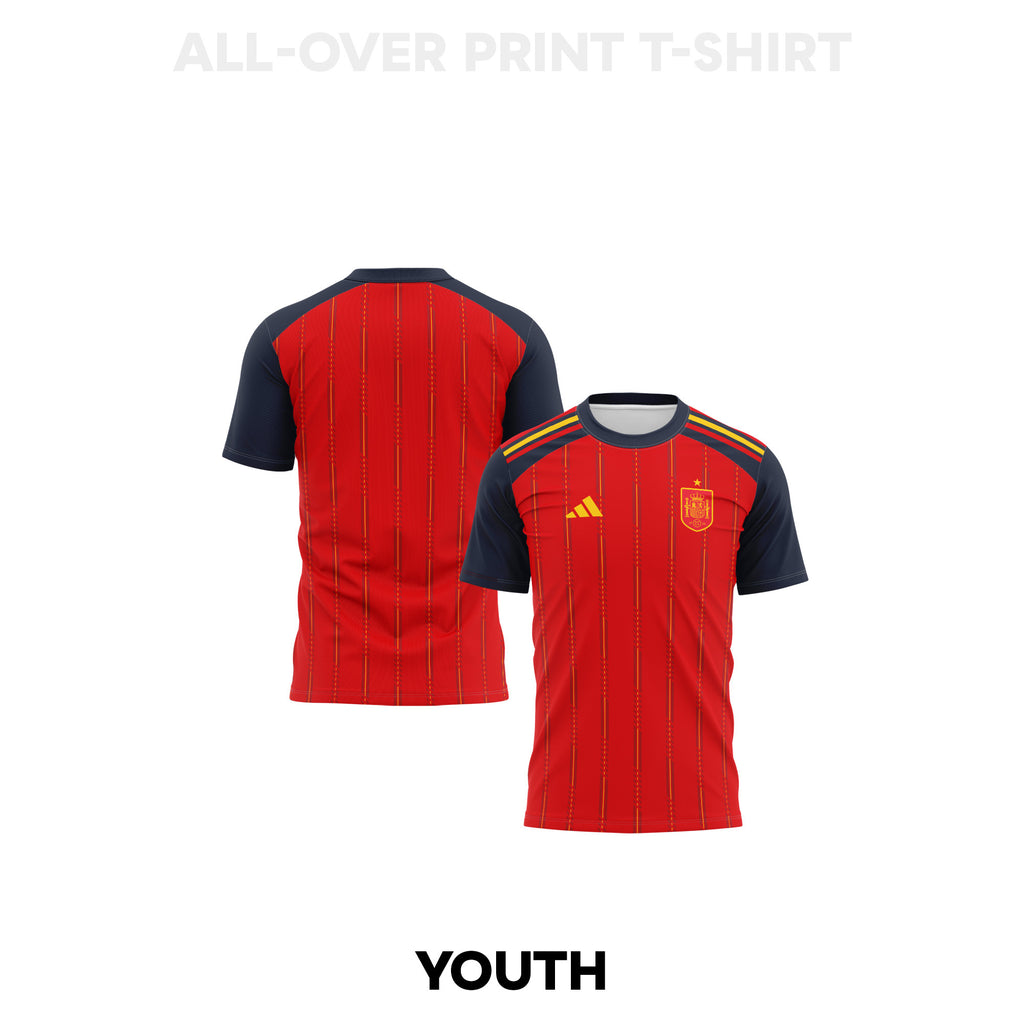 Spain 2026 Youth Home 3D T-shirt Fully Printed – Red