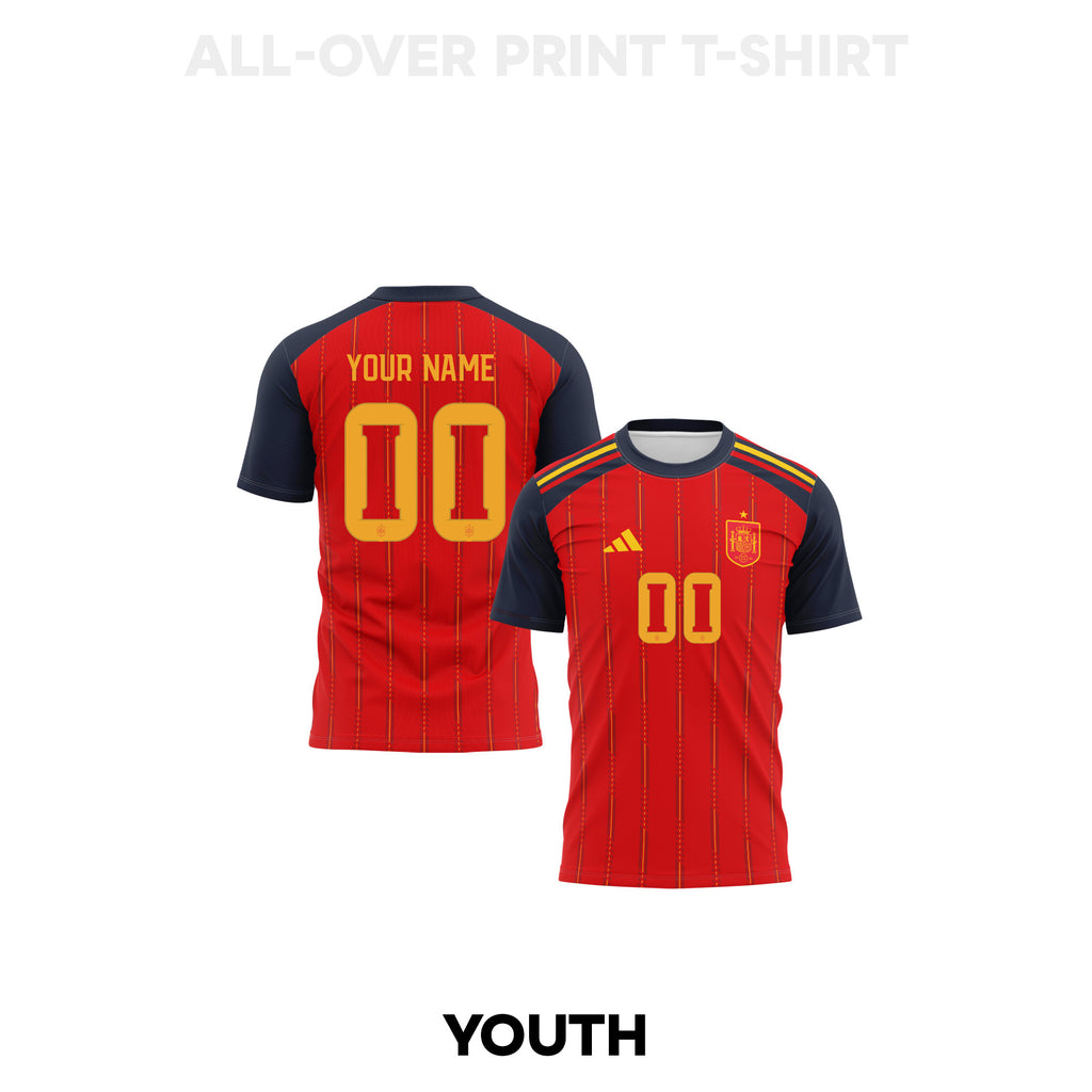 Spain 2026 Youth Home 3D T-shirt Fully Printed – Personalized – Red