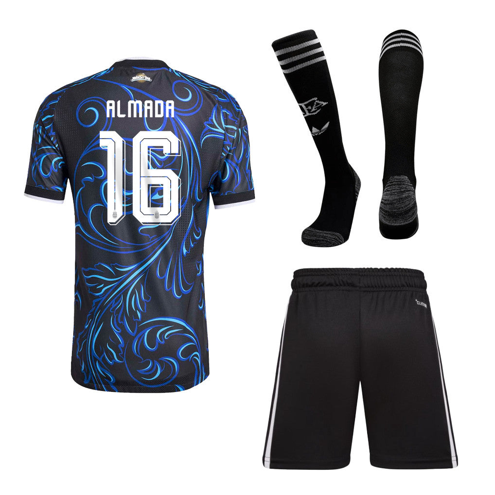 Thiago Almada 16 Argentina 2026 Away Men Kit Set – Black