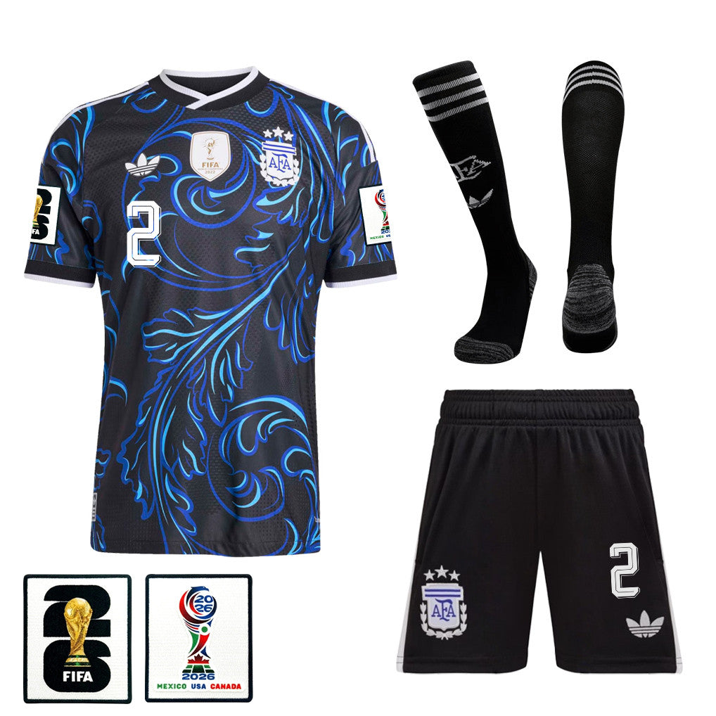 Lucas Martínez Quarta 2 Argentina 2026 Away Men Kit Set – Black