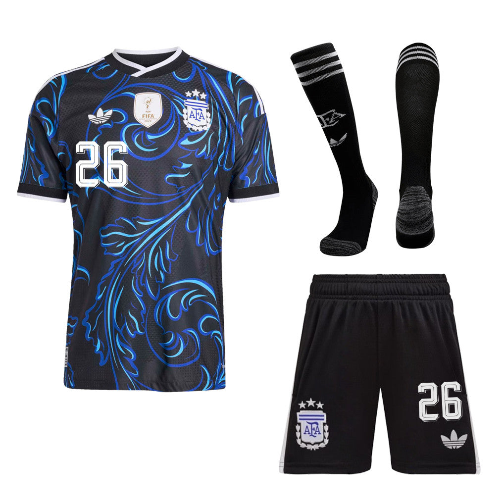 Nahuel Molina 26 Argentina 2026 Away Men Kit Set – Black