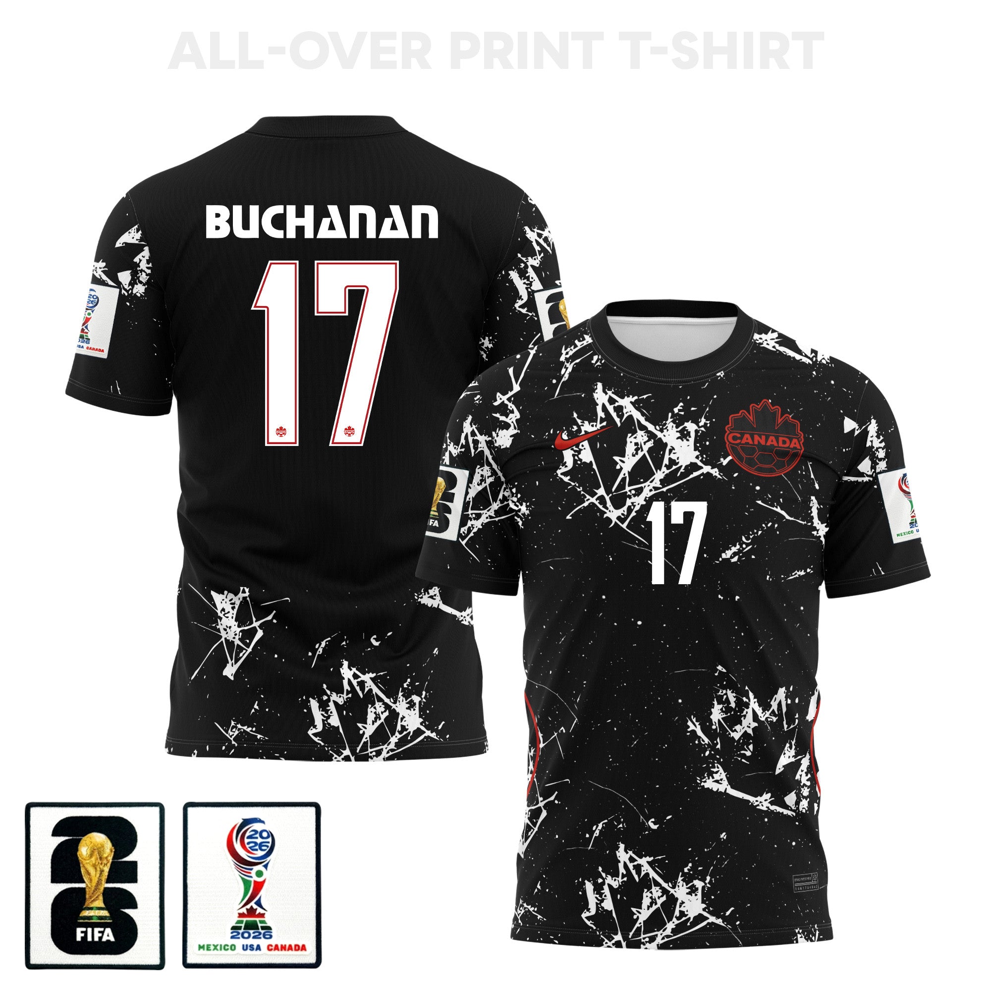 Kadeisha Buchanan 17 Canada 2026 Away 3D T-Shirt Fully Printed – Unisex, Black
