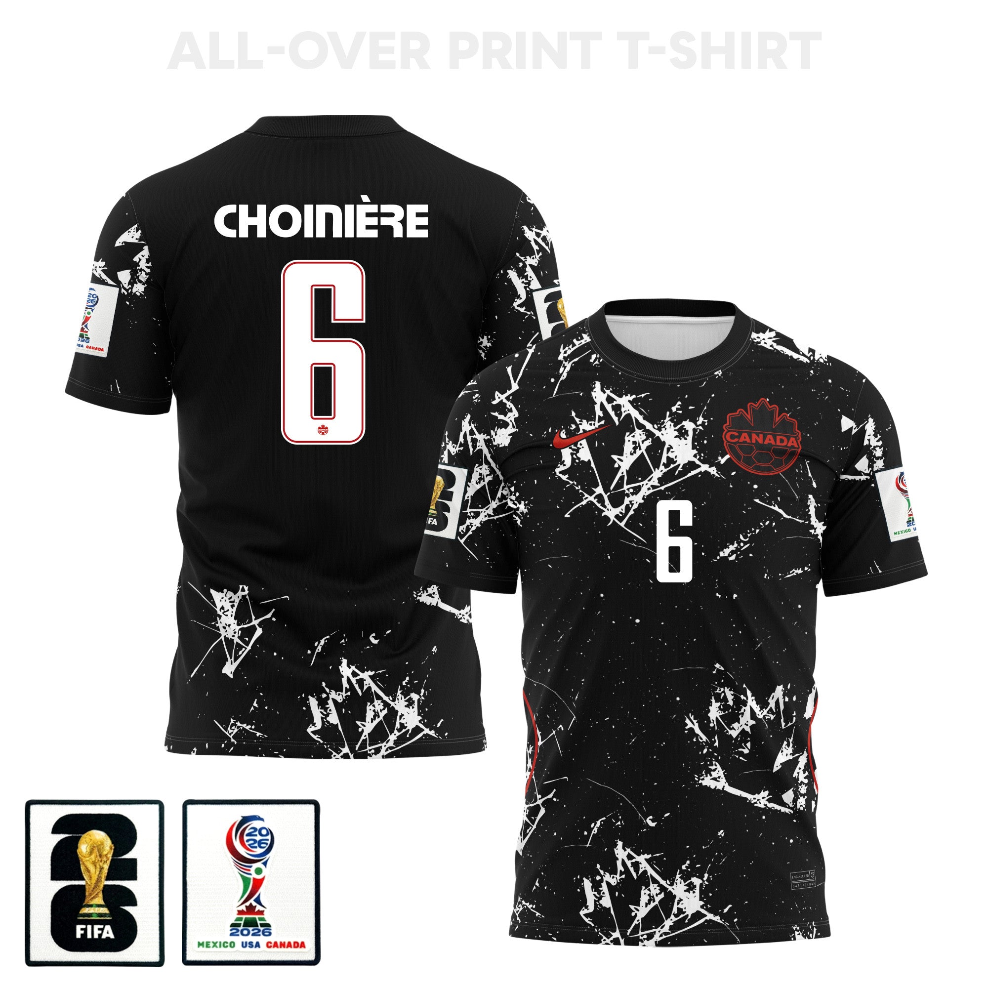 Mathieu Choinière 6 Canada 2026 Away 3D T-Shirt Fully Printed – Unisex, Black