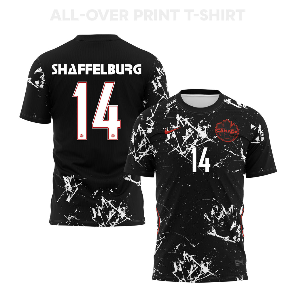 Jacob Shaffelburg 14 Canada 2026 Away 3D T-Shirt Fully Printed – Unisex, Black