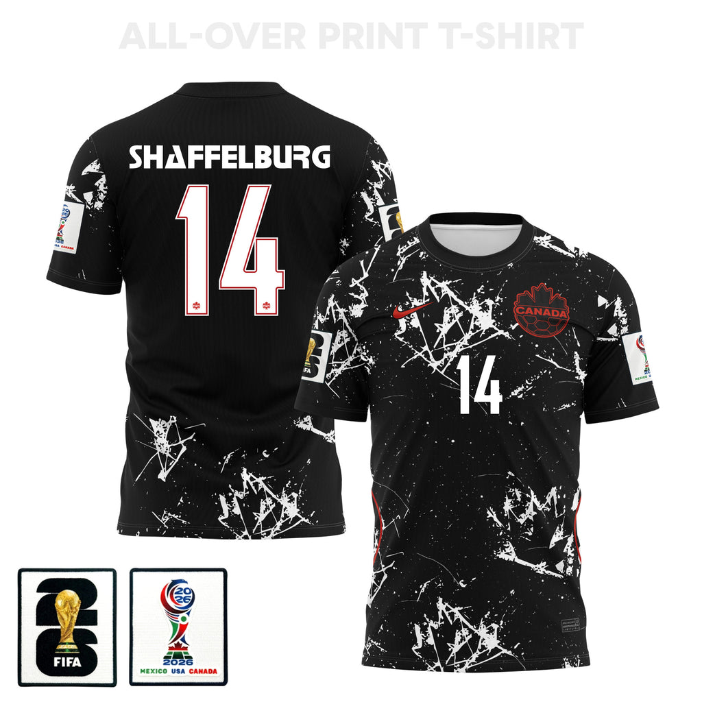 Jacob Shaffelburg 14 Canada 2026 Away 3D T-Shirt Fully Printed – Unisex, Black