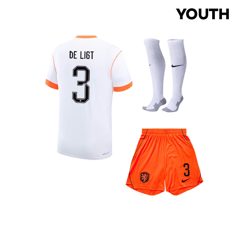 Matthijs de Ligt 3 Netherlands 2026 YOUTH Away Kit Set – White