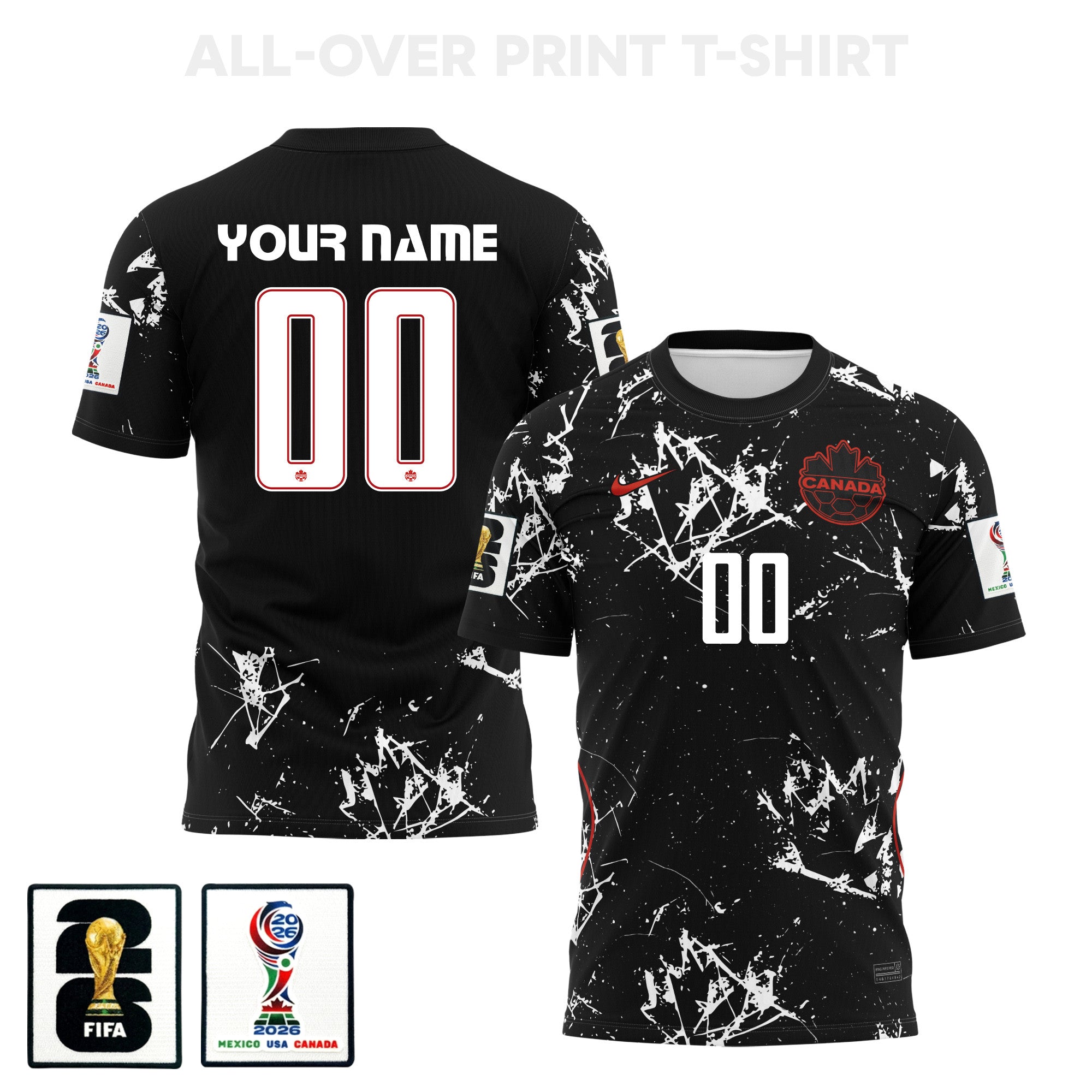 Canada 2026 Away 3D T-Shirt Fully Printed – Personalized – Unisex, Black