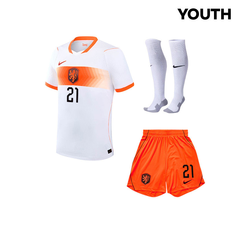 Frenkie de Jong 21 Netherlands 2026 YOUTH Away Kit Set – White