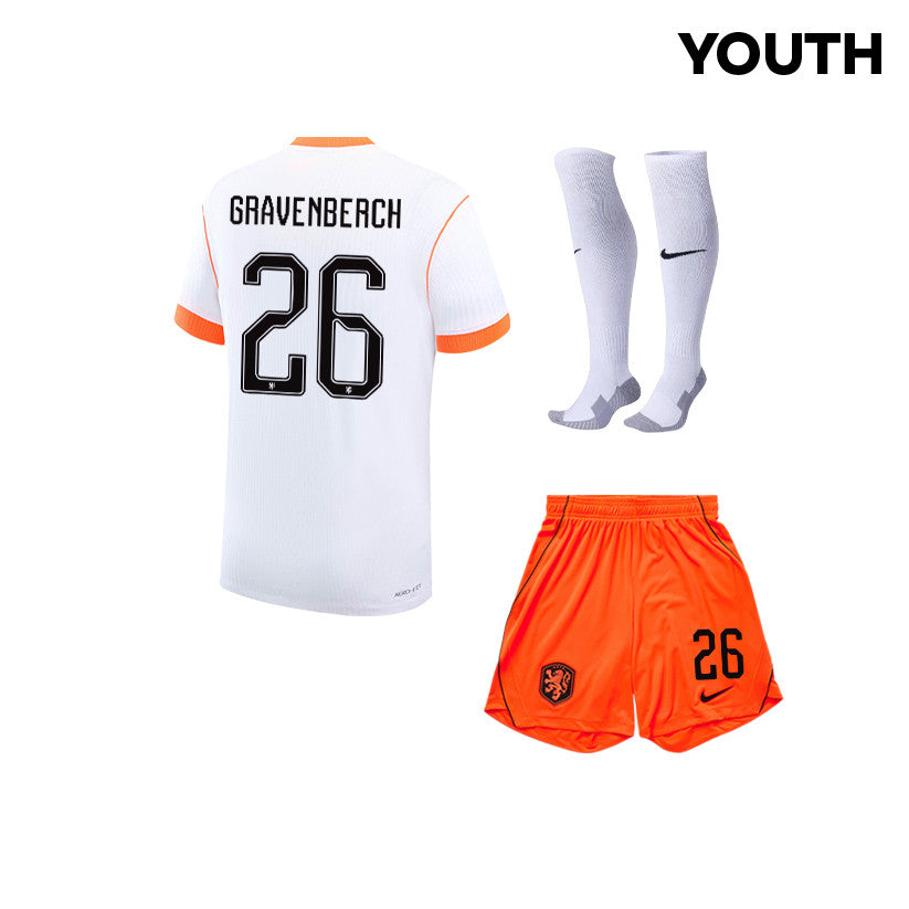 Ryan Gravenberch 26 Netherlands 2026 YOUTH Away Kit Set – White