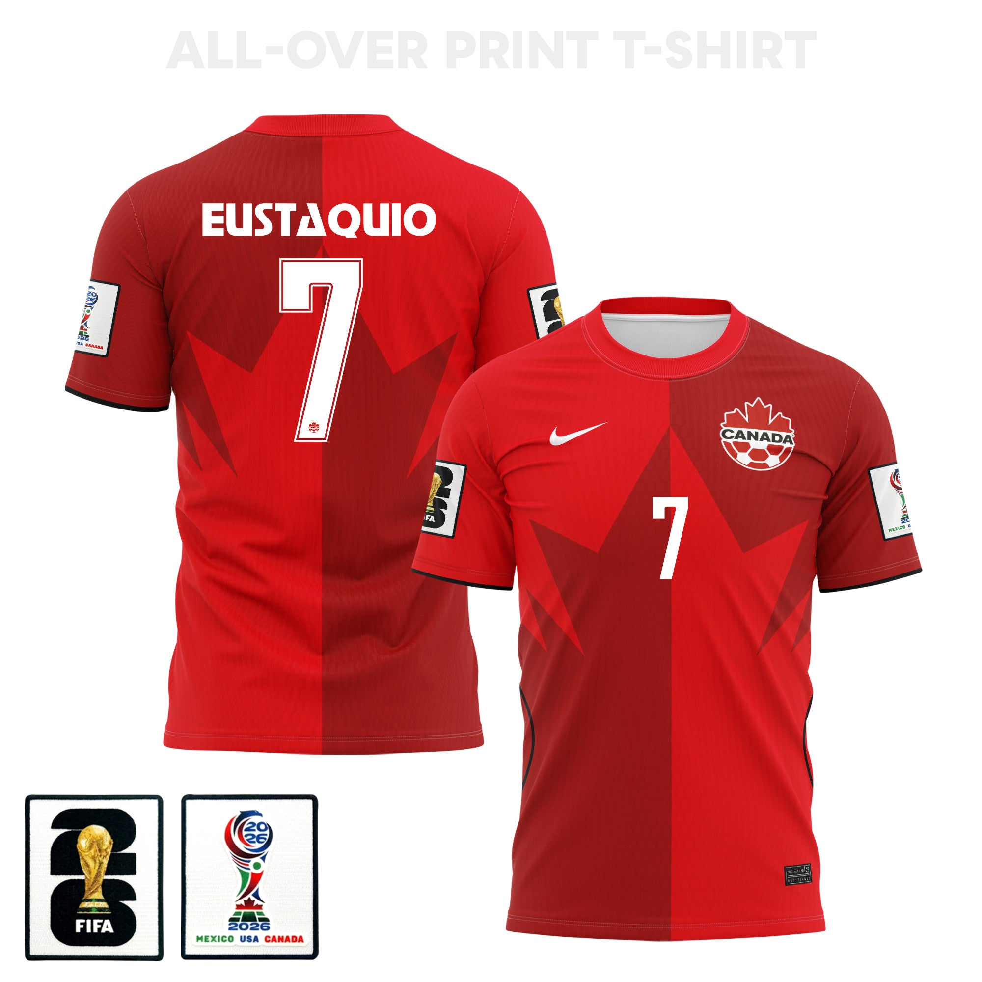 Stephen Eustáquio 7 Canada 2026 Home 3D T-Shirt Fully Printed – Unisex, Red