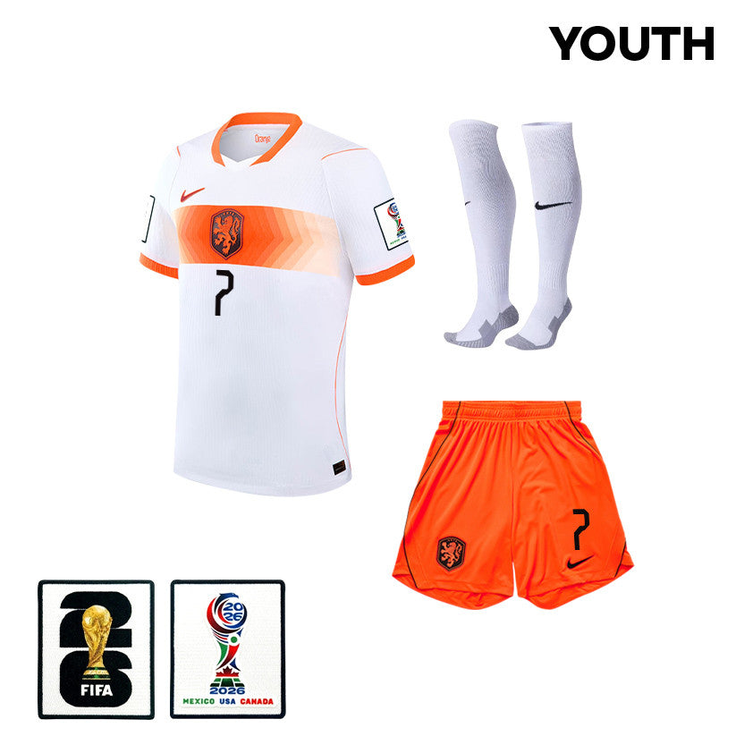 Xavi Simons 7 Netherlands 2026 YOUTH Away Kit Set – White
