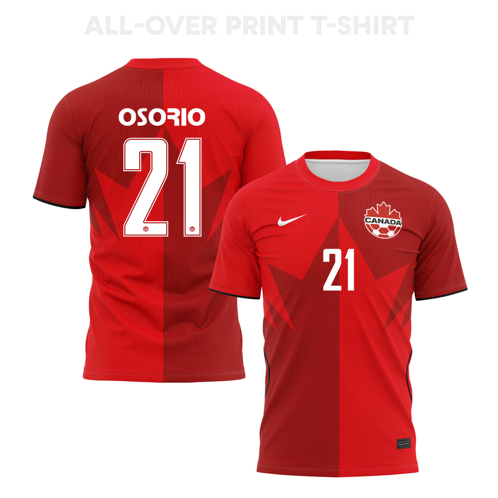 Jonathan Osorio 21 Canada 2026 Home 3D T-Shirt Fully Printed – Unisex, Red