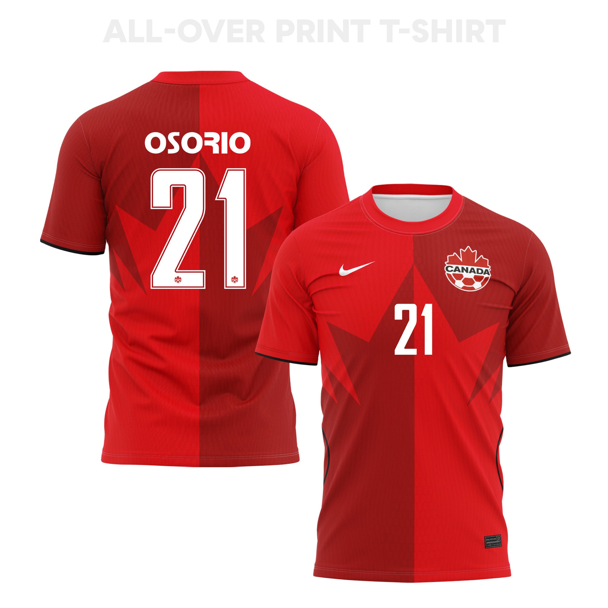 Jonathan Osorio 21 Canada 2026 Home 3D T-Shirt Fully Printed – Unisex, Red